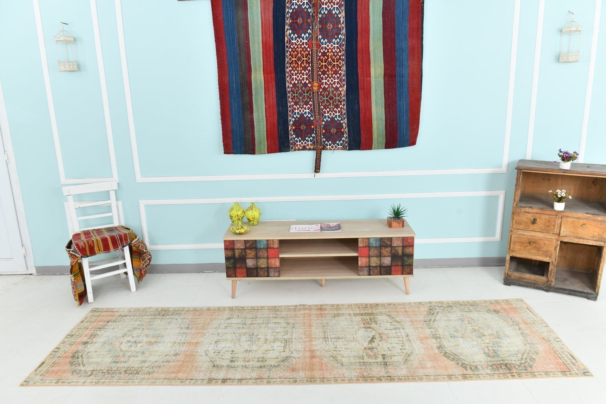 Turkish Vintage Runner Rug 2’12’ x 10’5’