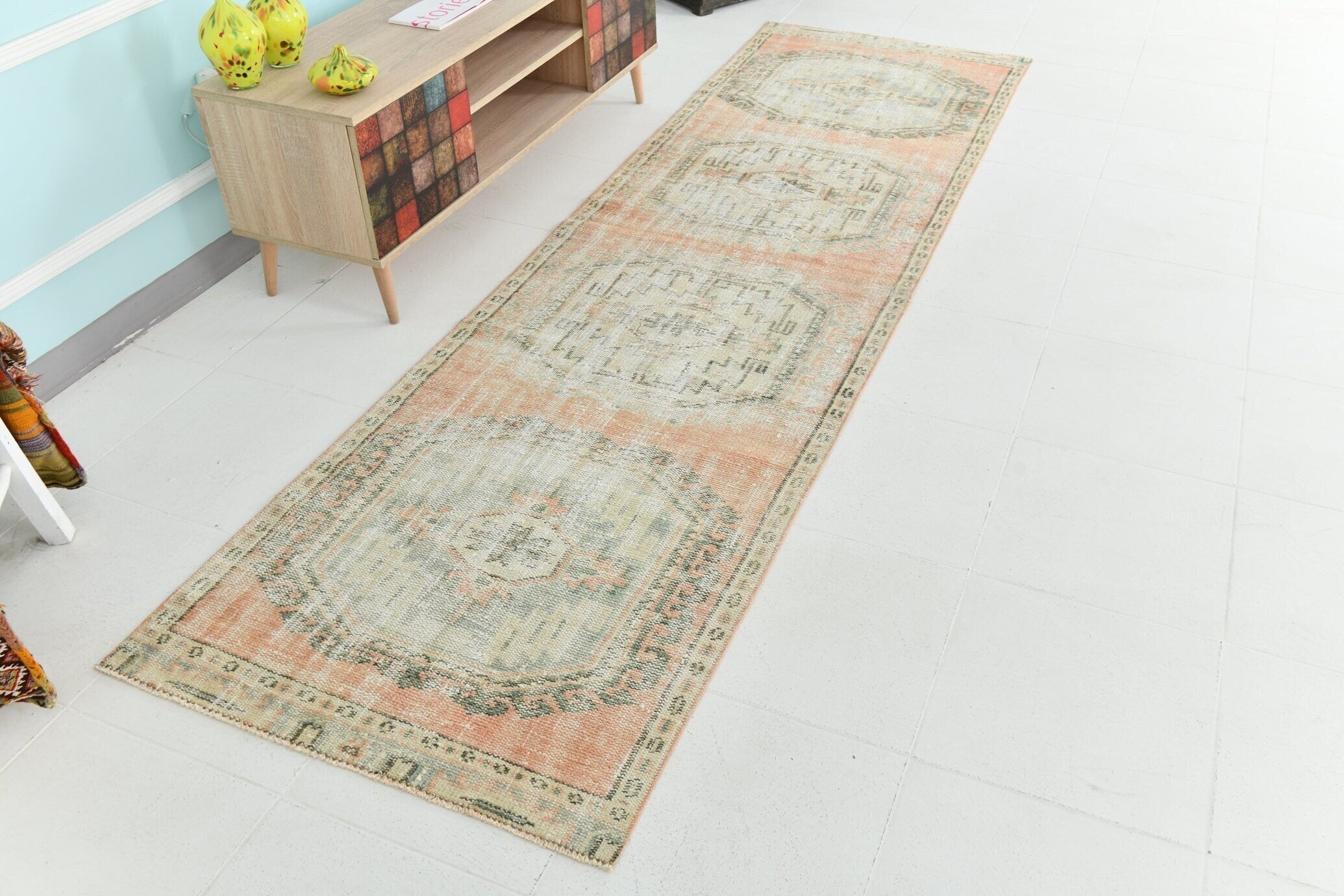 Turkish Vintage Runner Rug 2’12’ x 10’5’