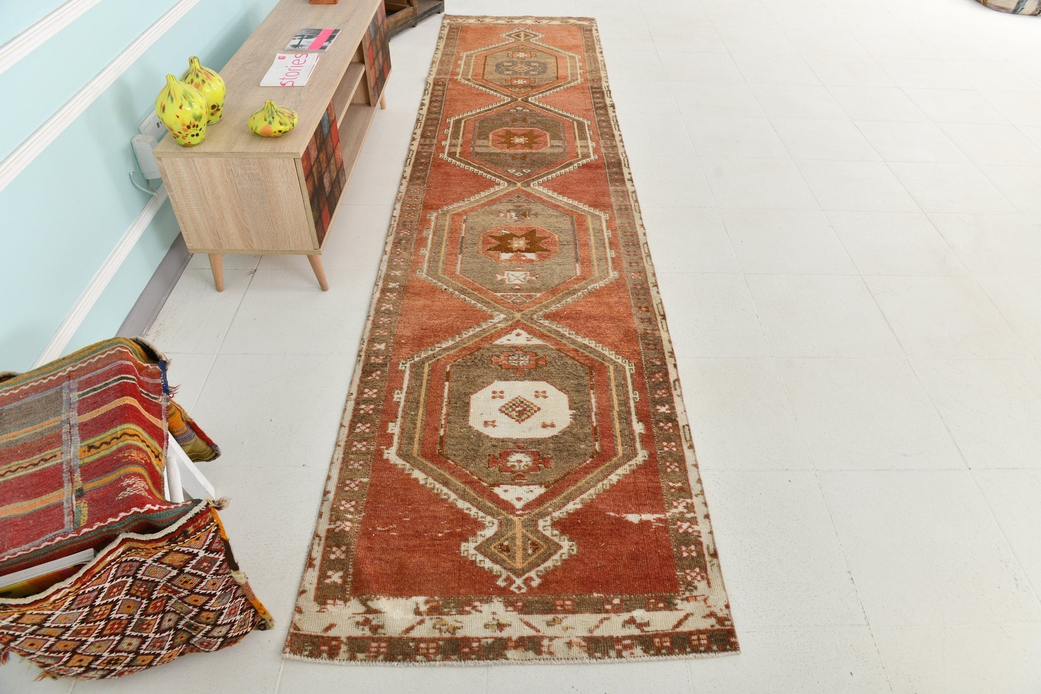 Turkish Vintage Runner Rug 2’12’’ x 12’5’’