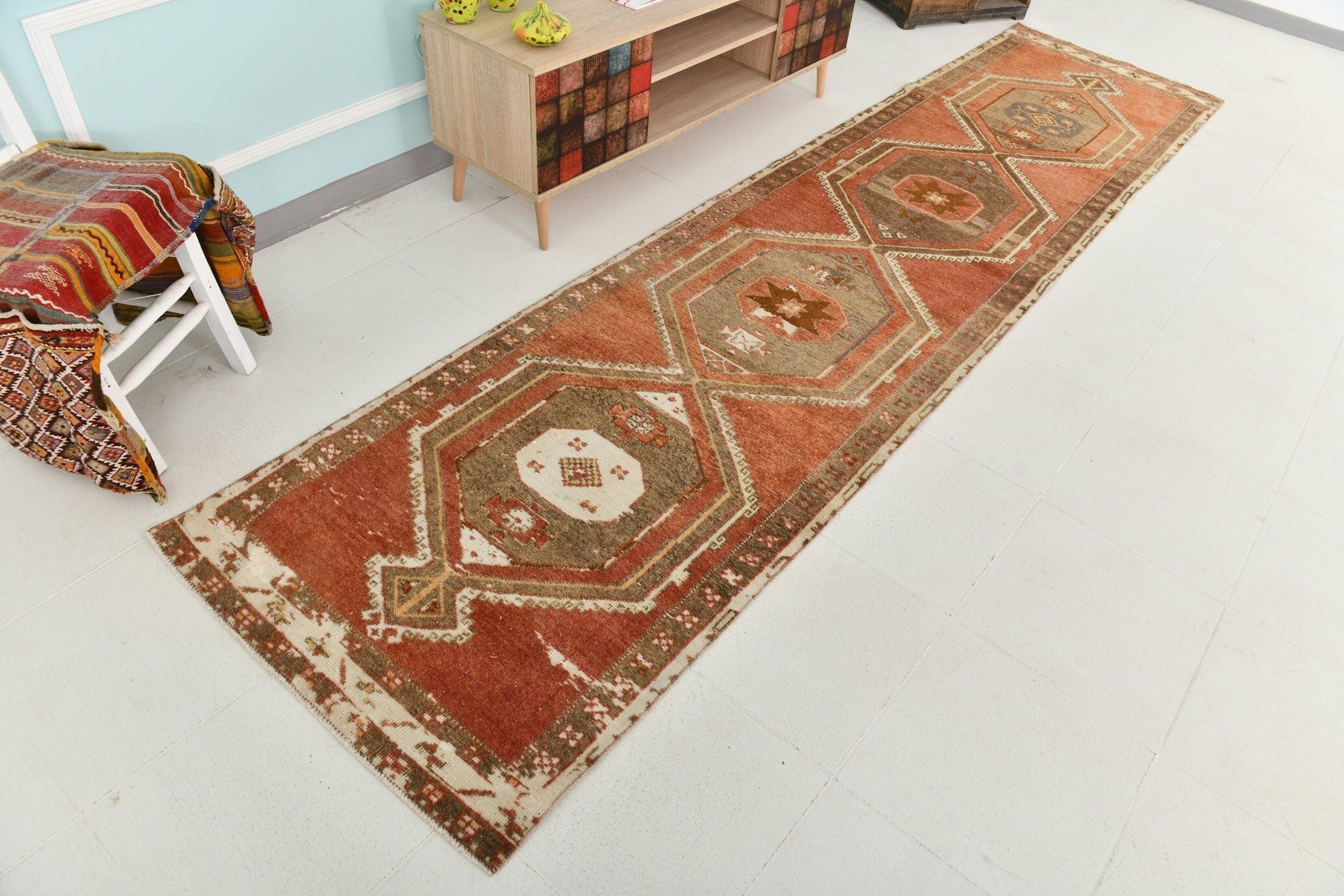 Turkish Vintage Runner Rug 2’12’’ x 12’5’’