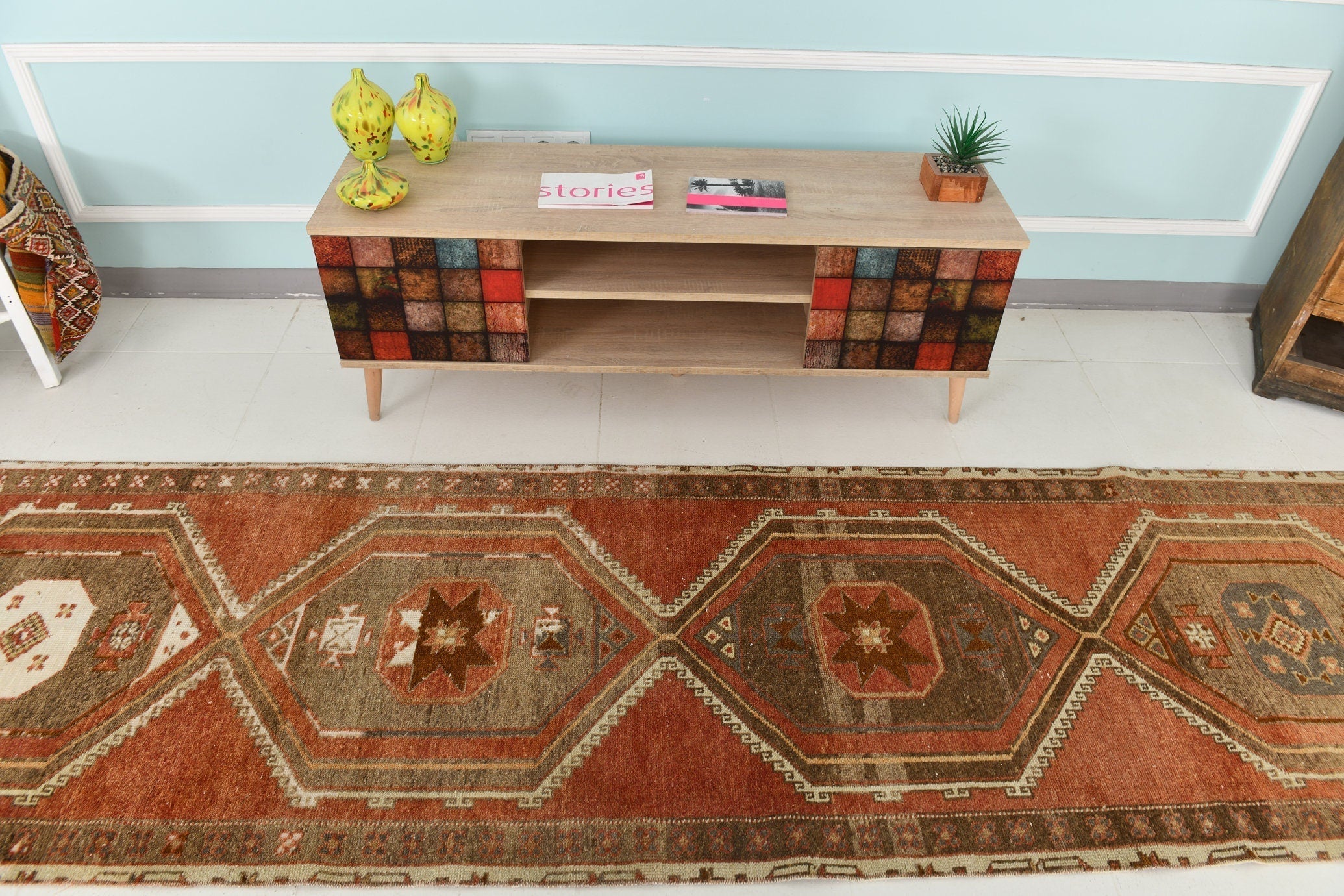 Turkish Vintage Runner Rug 2’12’’ x 12’5’’