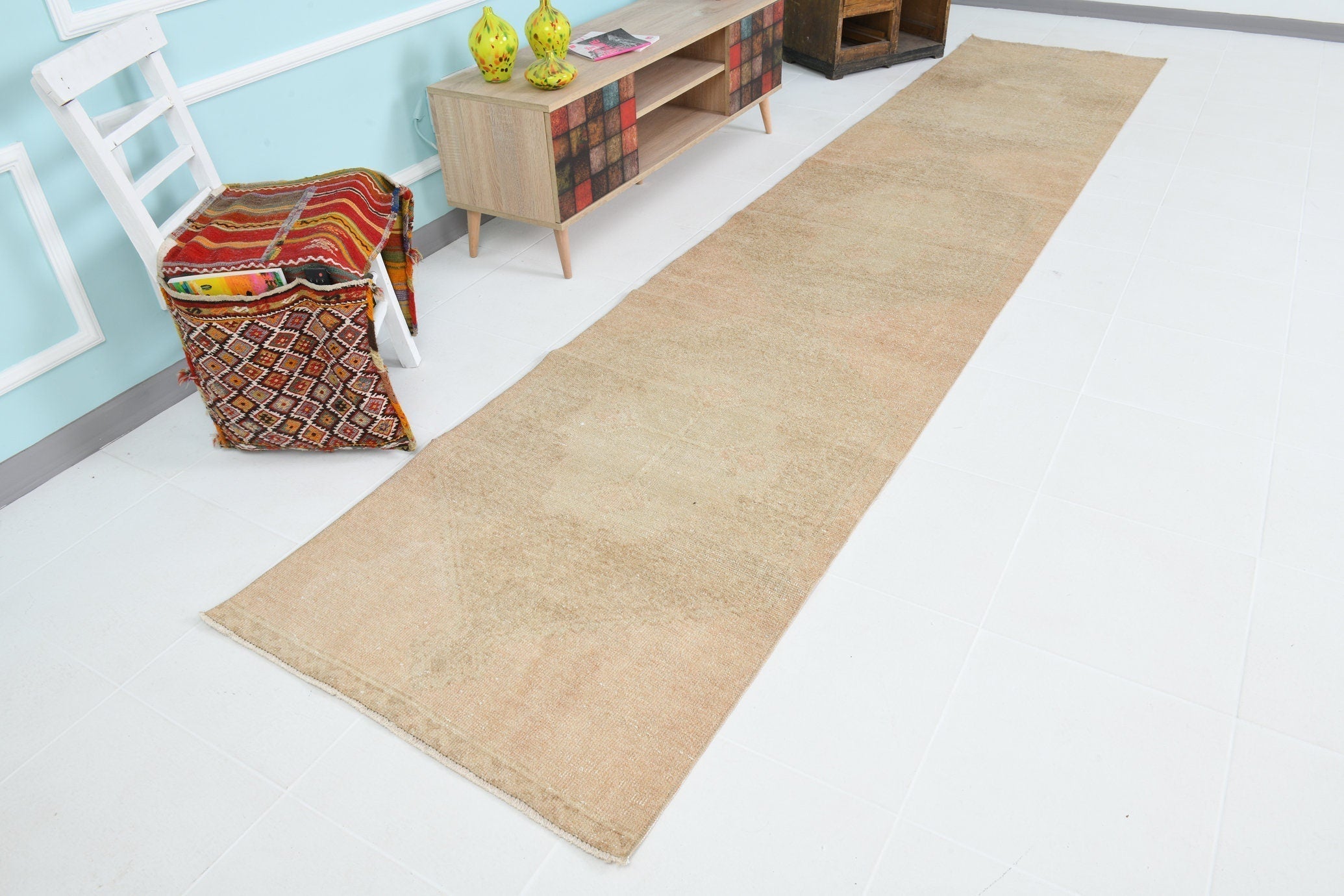 Turkish Vintage Runner Rug 2’12’ x 14’4’