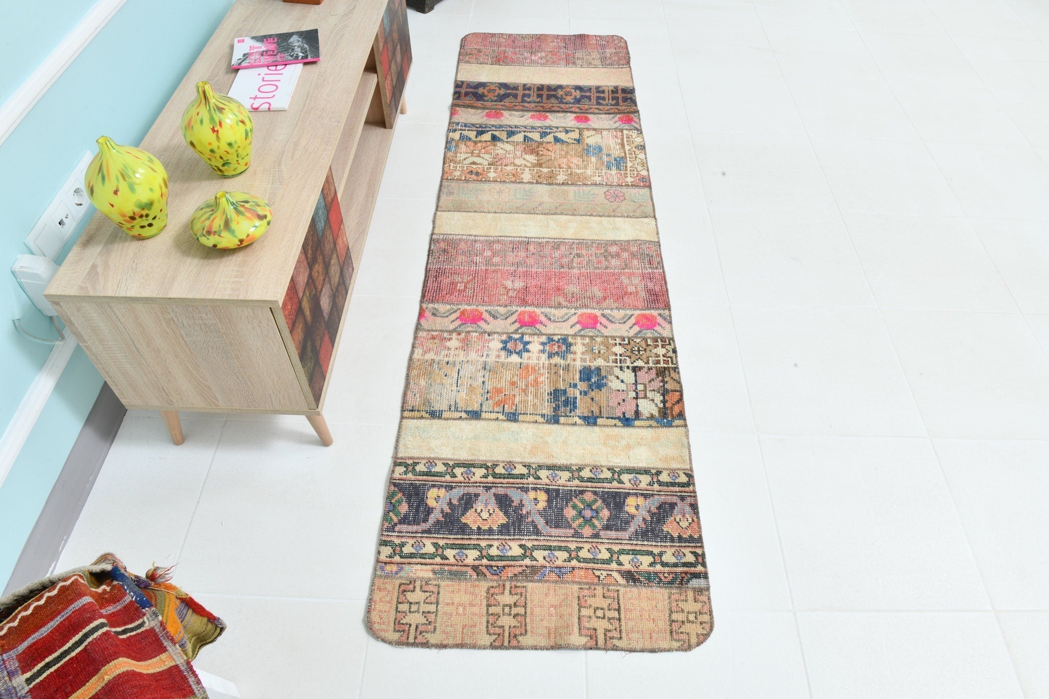 Turkish Vintage Runner Rug 2’2’ x 7’10’