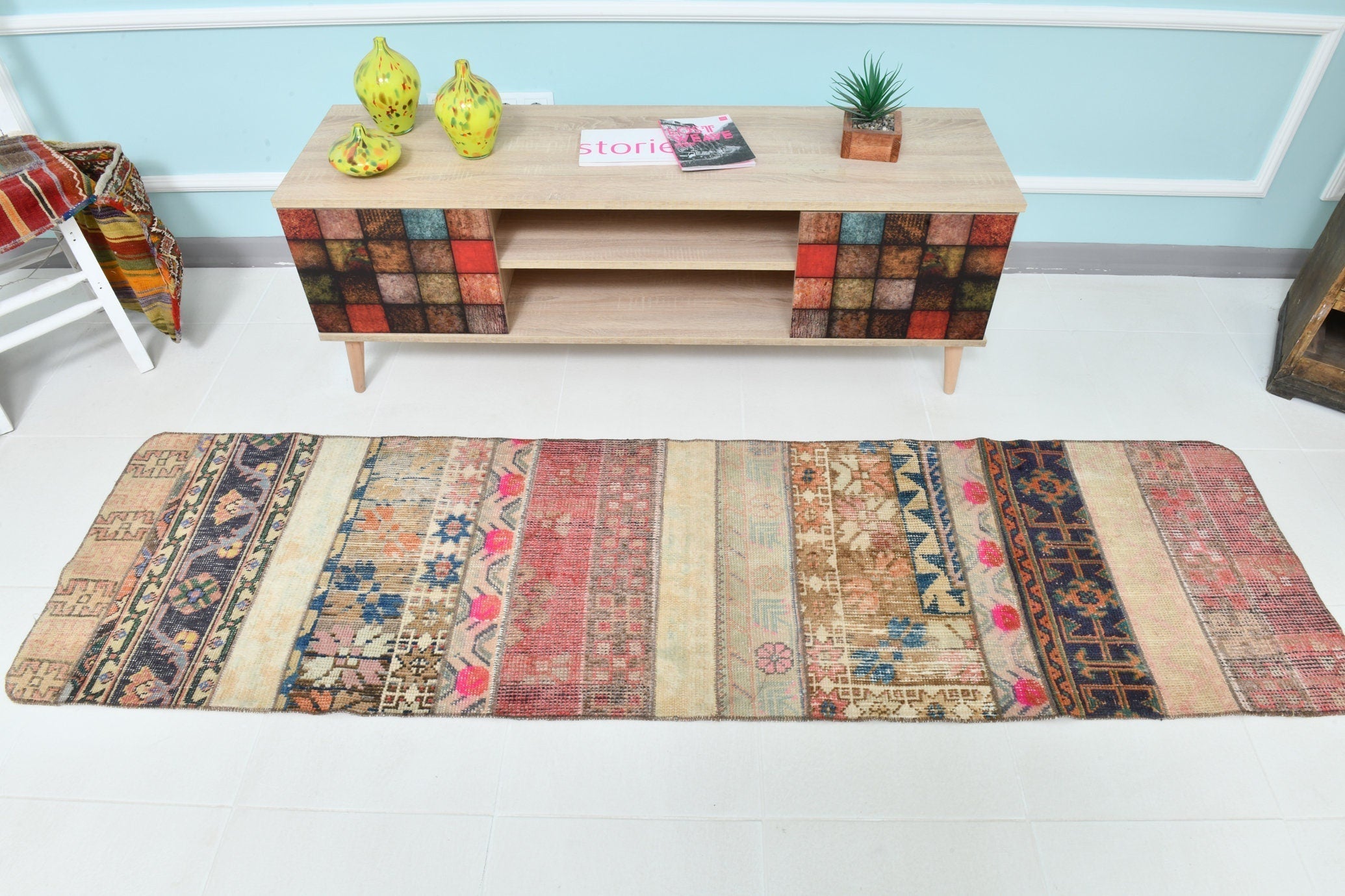 Turkish Vintage Runner Rug 2’2’ x 7’10’