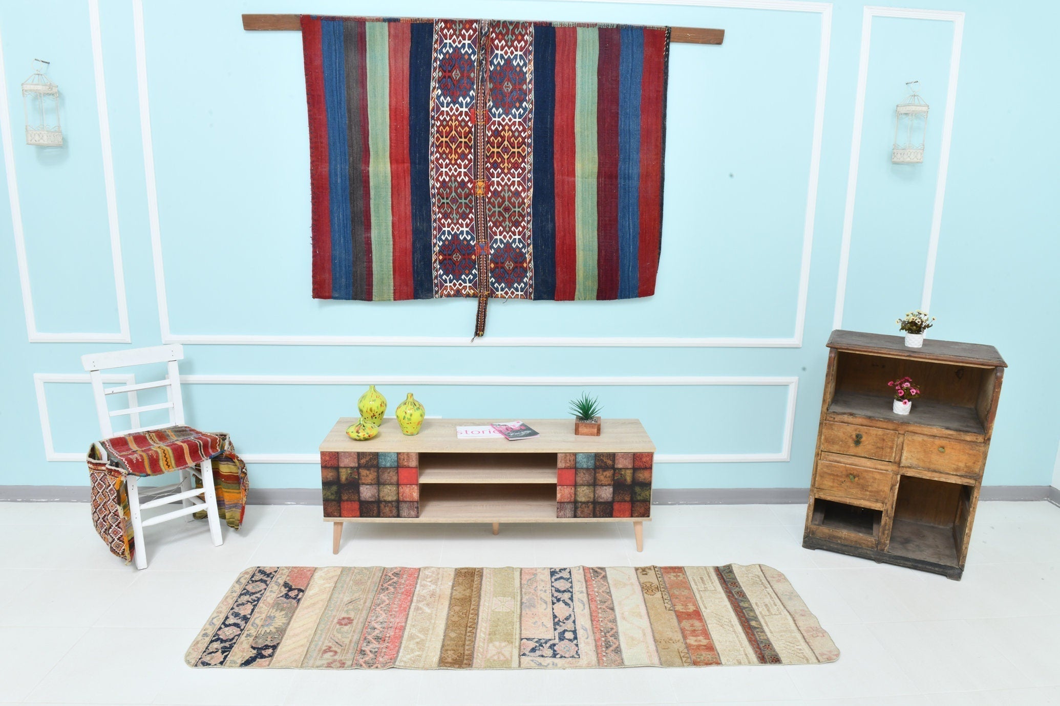 Turkish Vintage Runner Rug 2’2’ x 7’5’