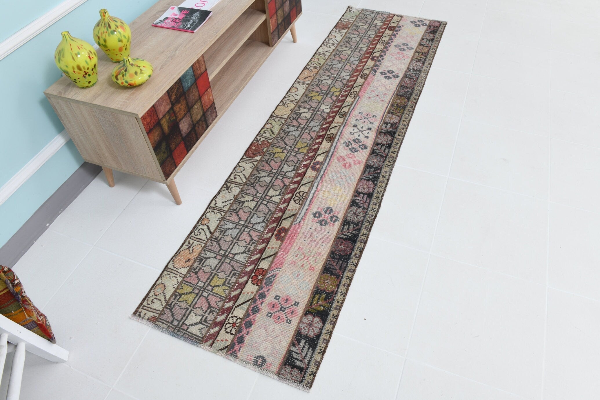 Turkish Vintage Runner Rug 2’2’ x 7’7’
