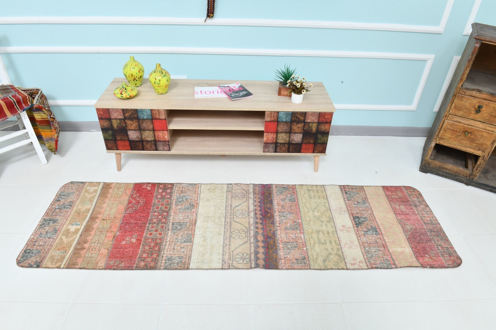 Turkish Vintage Runner Rug 2’2’ x 7’7’