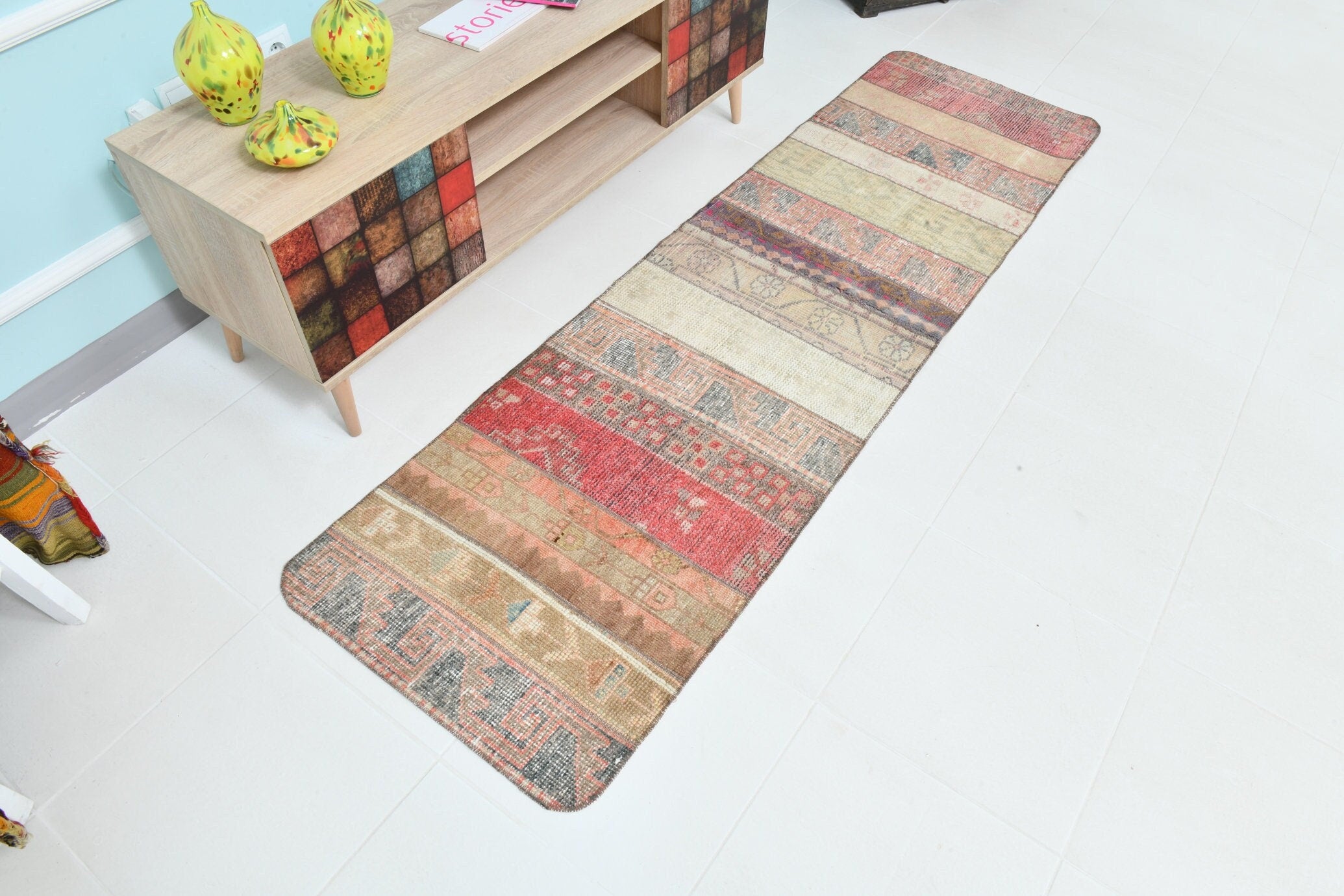 Turkish Vintage Runner Rug 2’2’ x 7’7’