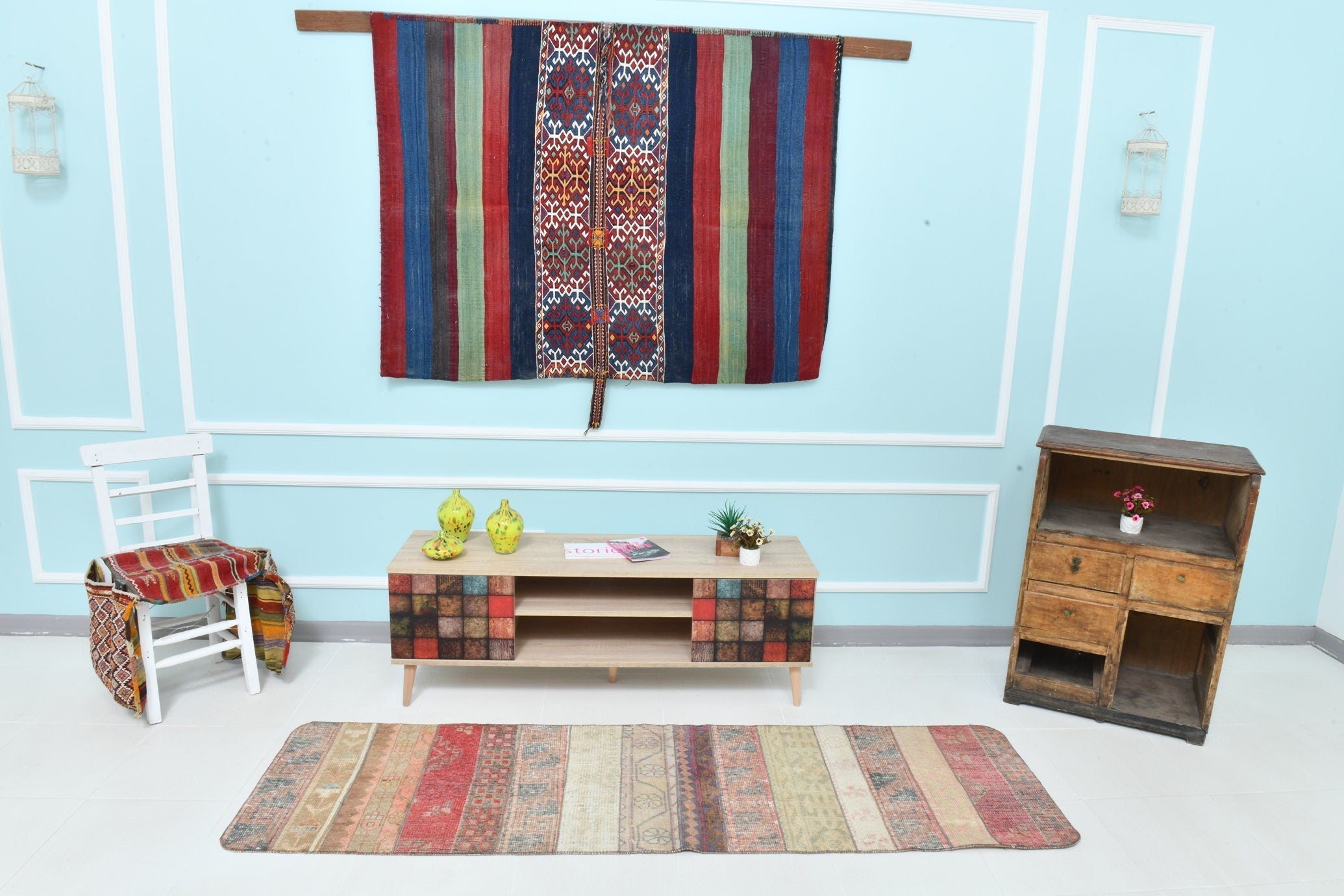 Turkish Vintage Runner Rug 2’2’ x 7’7’