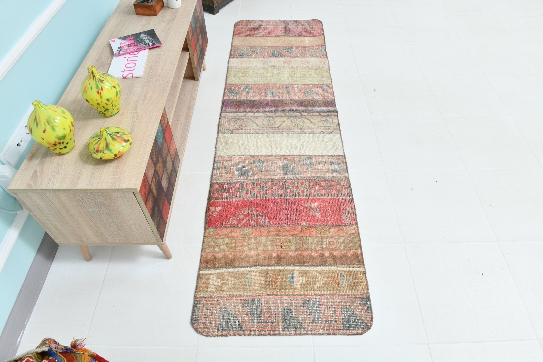 Turkish Vintage Runner Rug 2’2’ x 7’7’