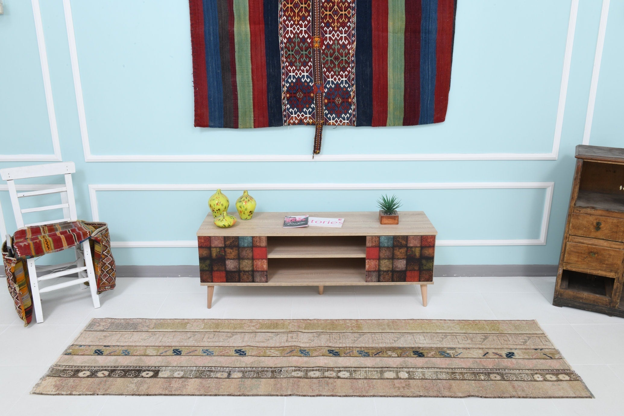 Turkish Vintage Runner Rug 2’4’ x 8’5’