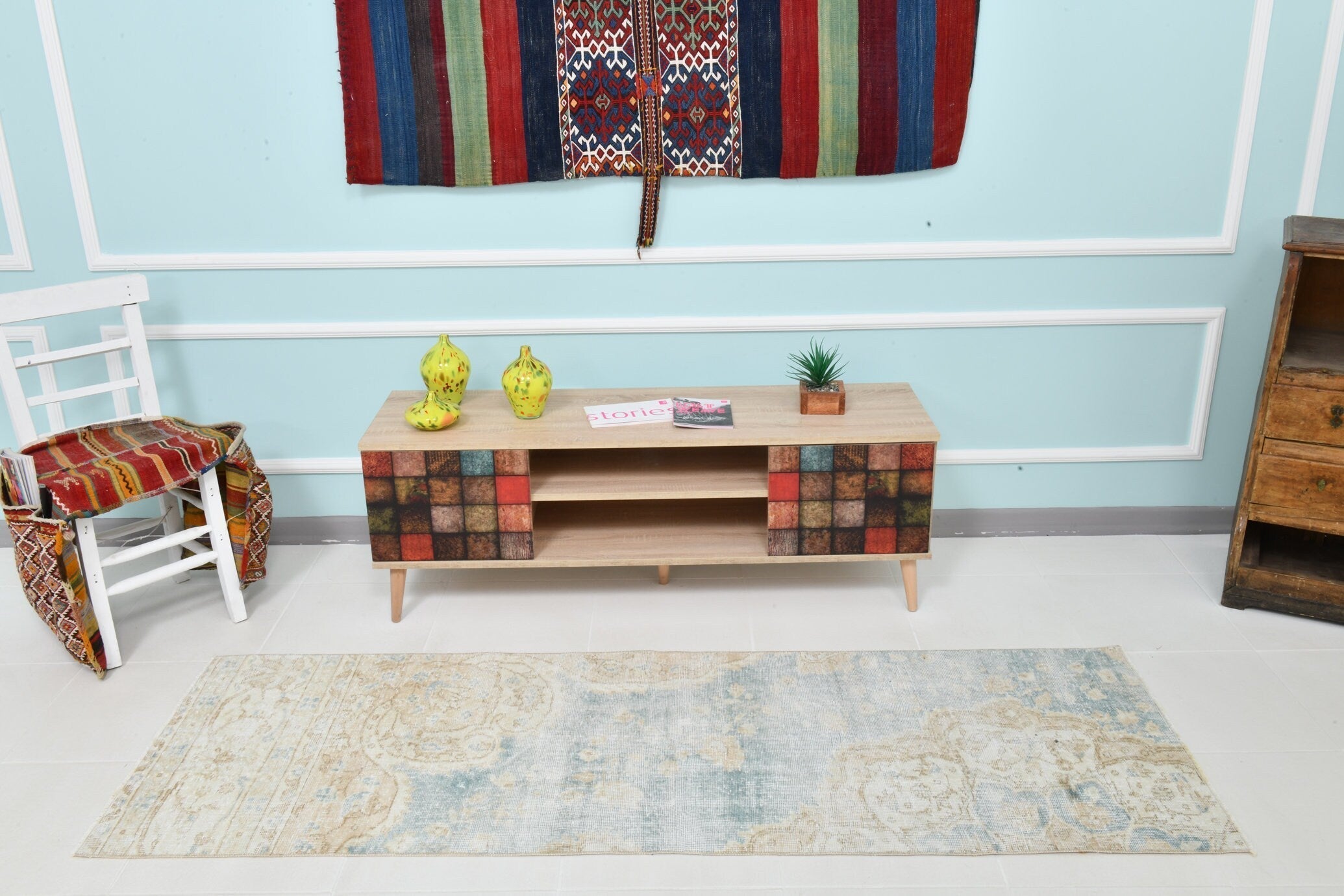Turkish Vintage Runner Rug 2’5’ x 7’2’