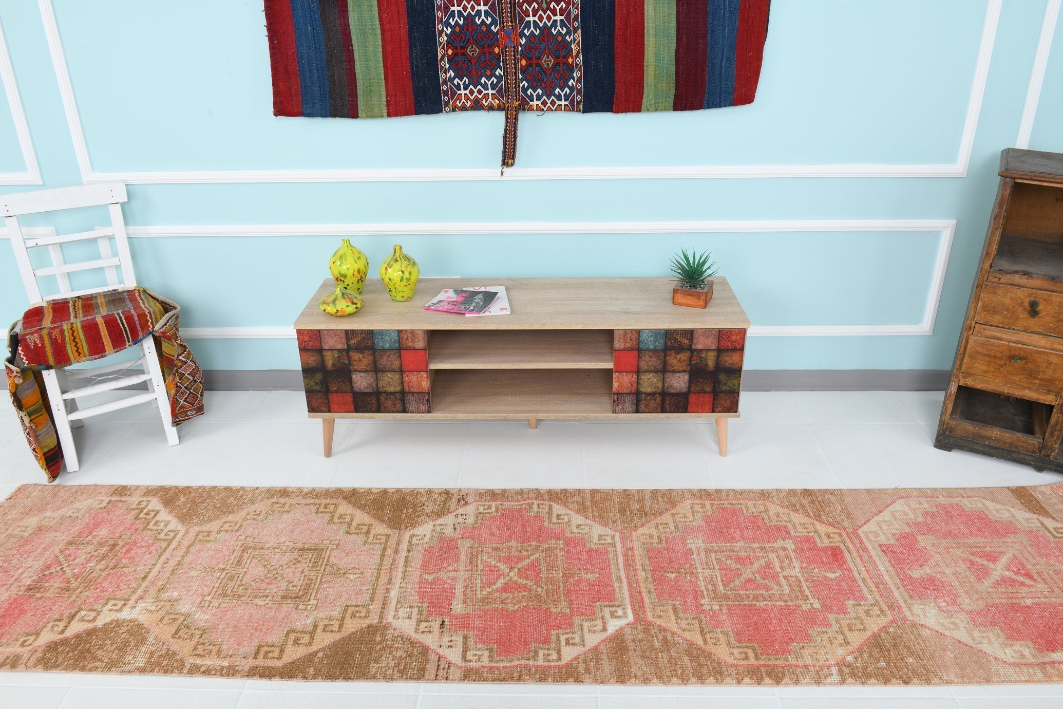 Turkish Vintage Runner Rug 2’6’’ x 11’2’’