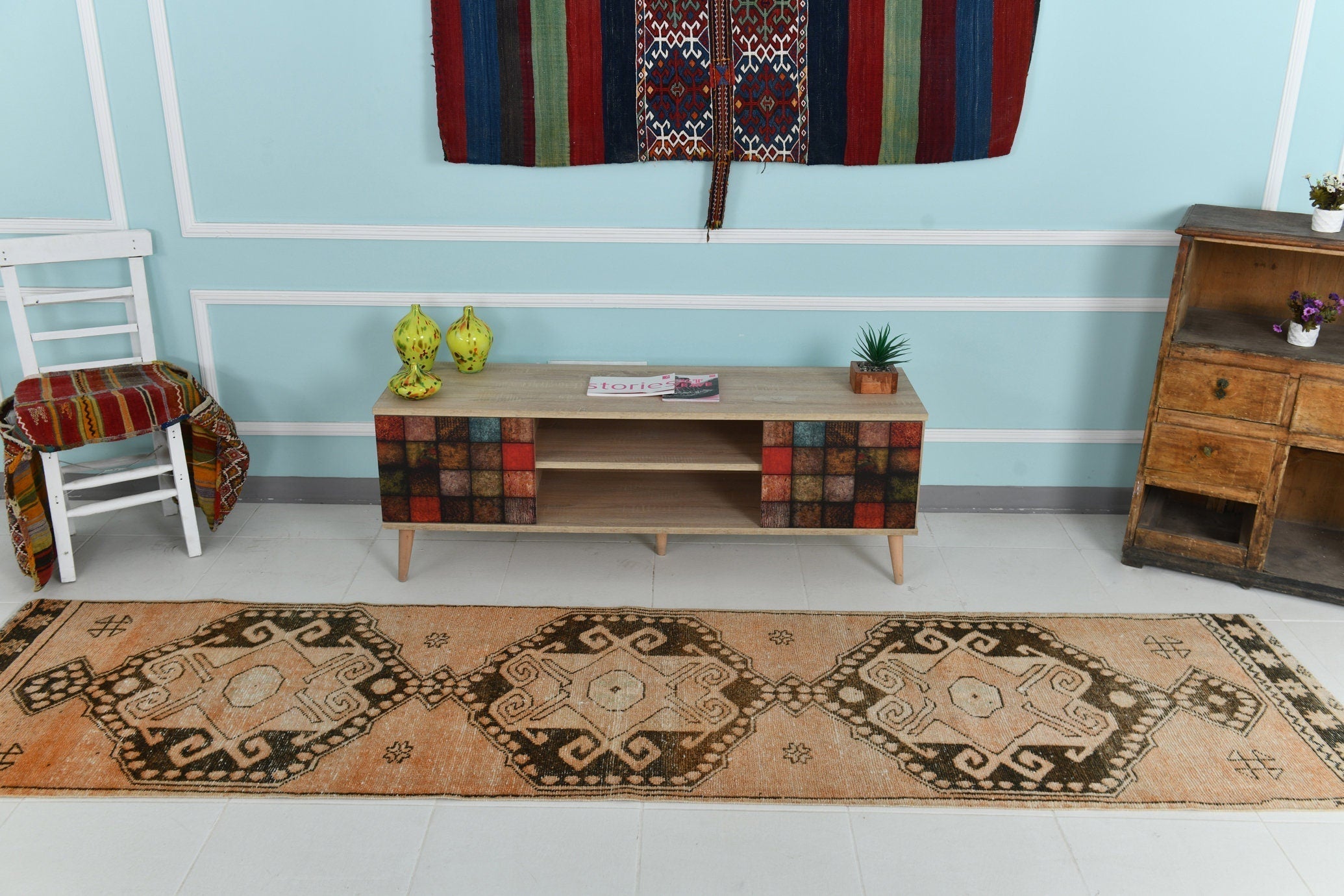 Turkish Vintage Runner Rug 2’7’’ x 10’4’’