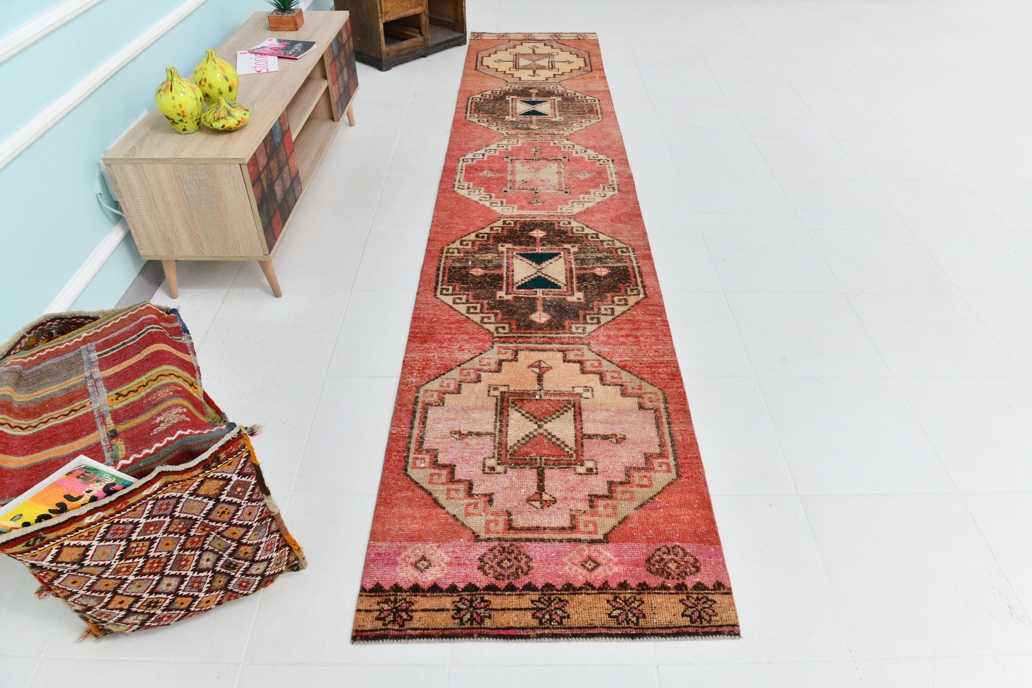 Turkish Vintage Runner Rug 2’7’’ x 12’8’’