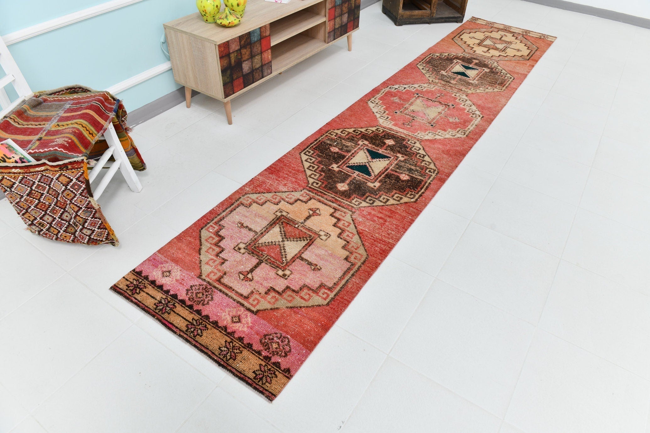 Turkish Vintage Runner Rug 2’7’’ x 12’8’’