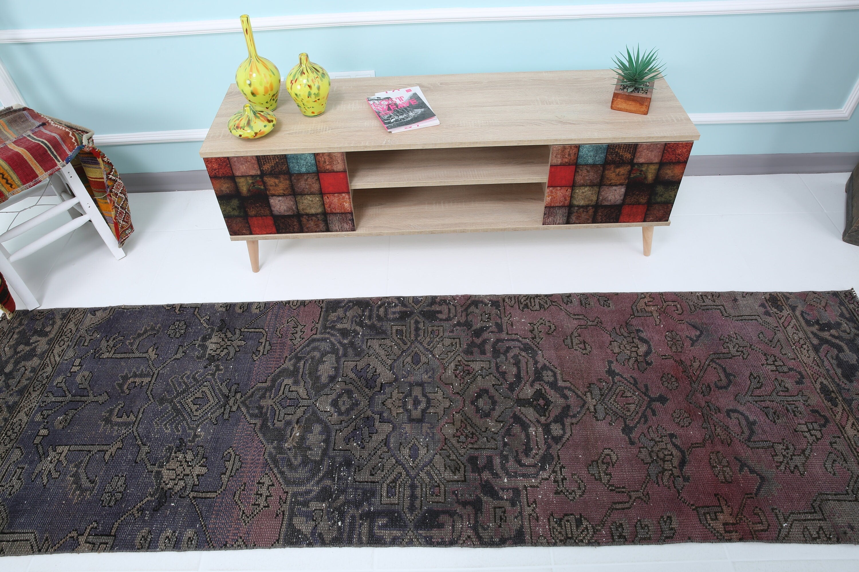 Turkish Vintage Runner Rug 2’7’ x 9’2’