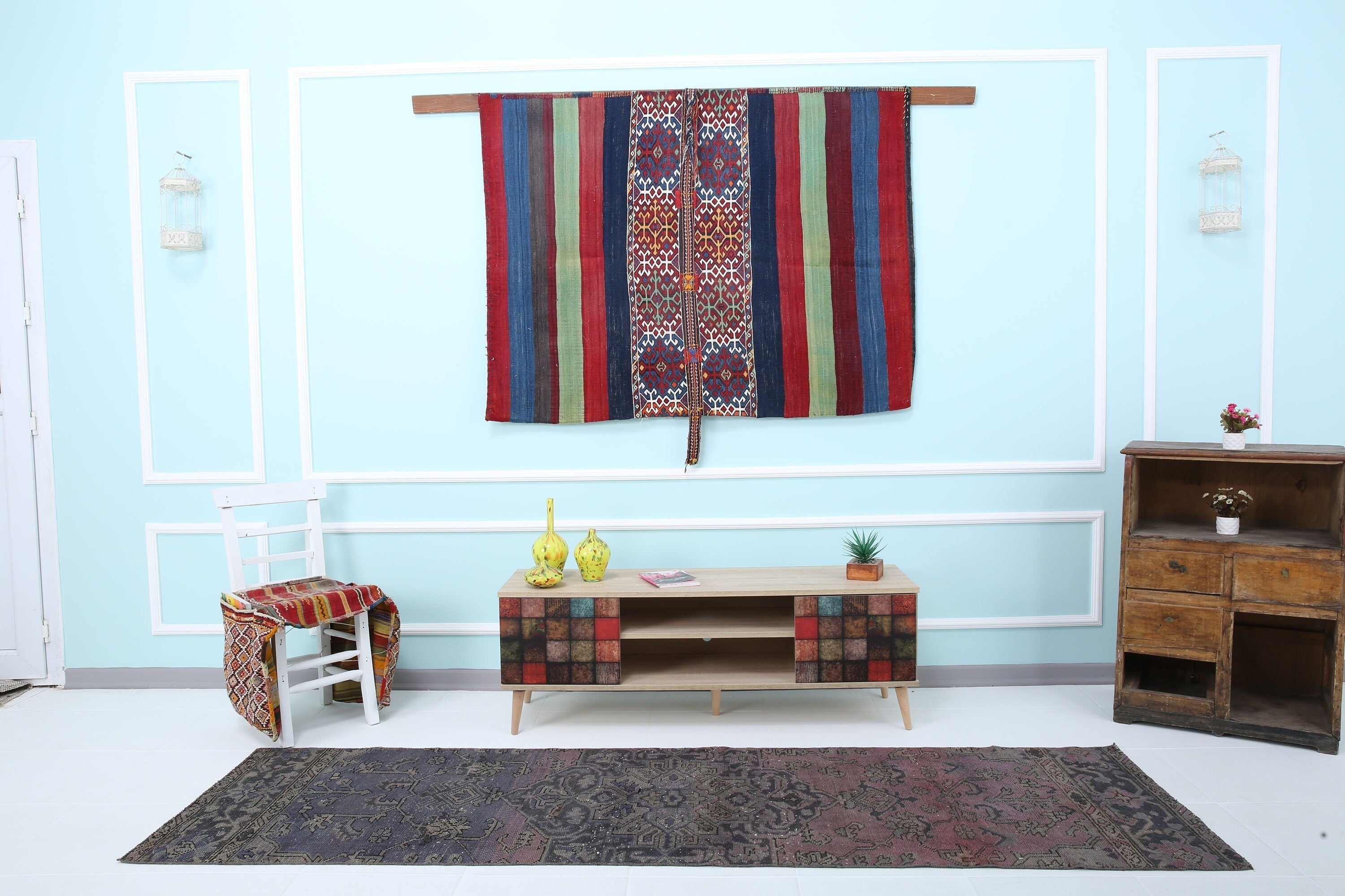 Turkish Vintage Runner Rug 2’7’ x 9’2’