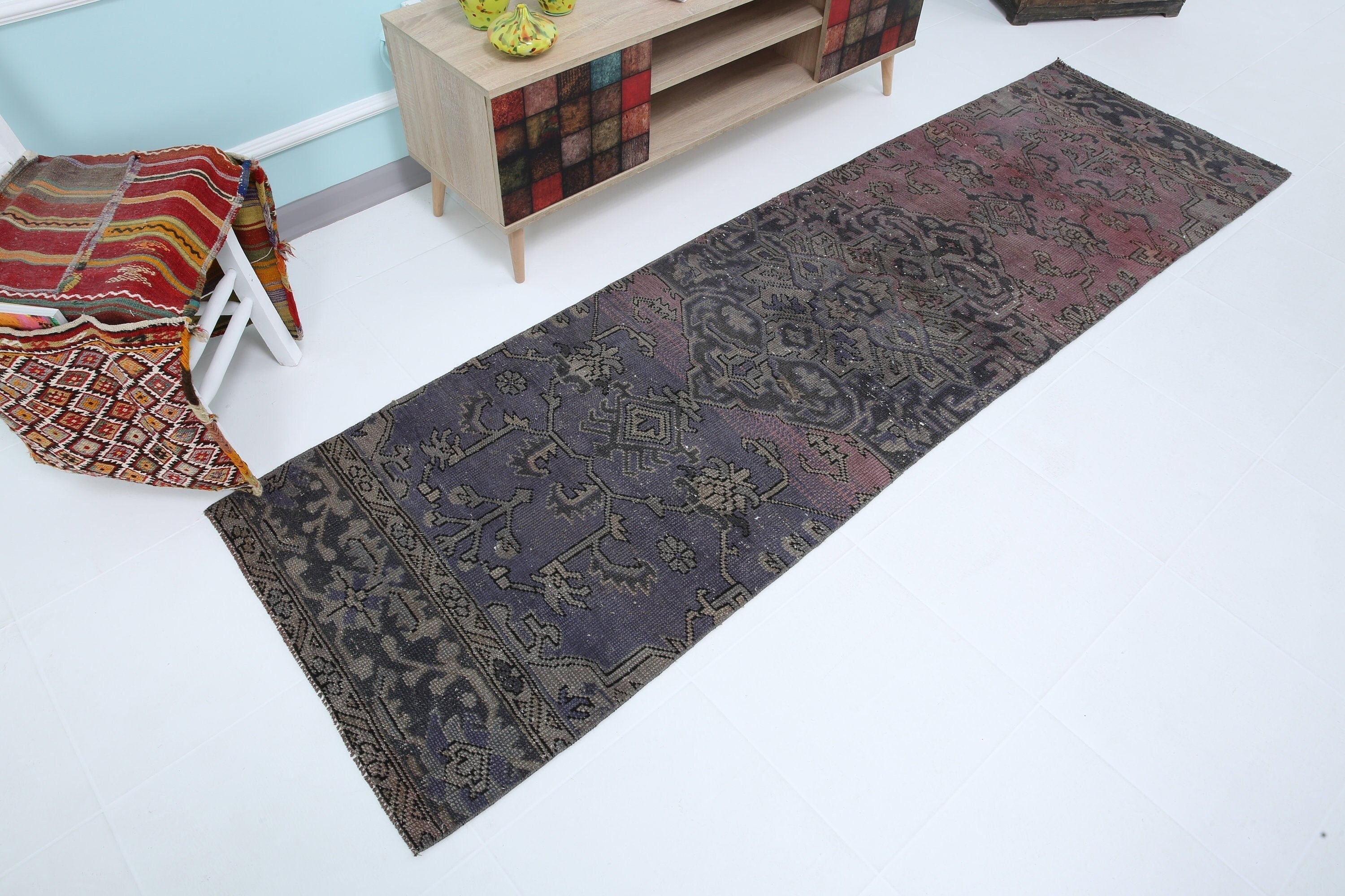 Turkish Vintage Runner Rug 2’7’ x 9’2’