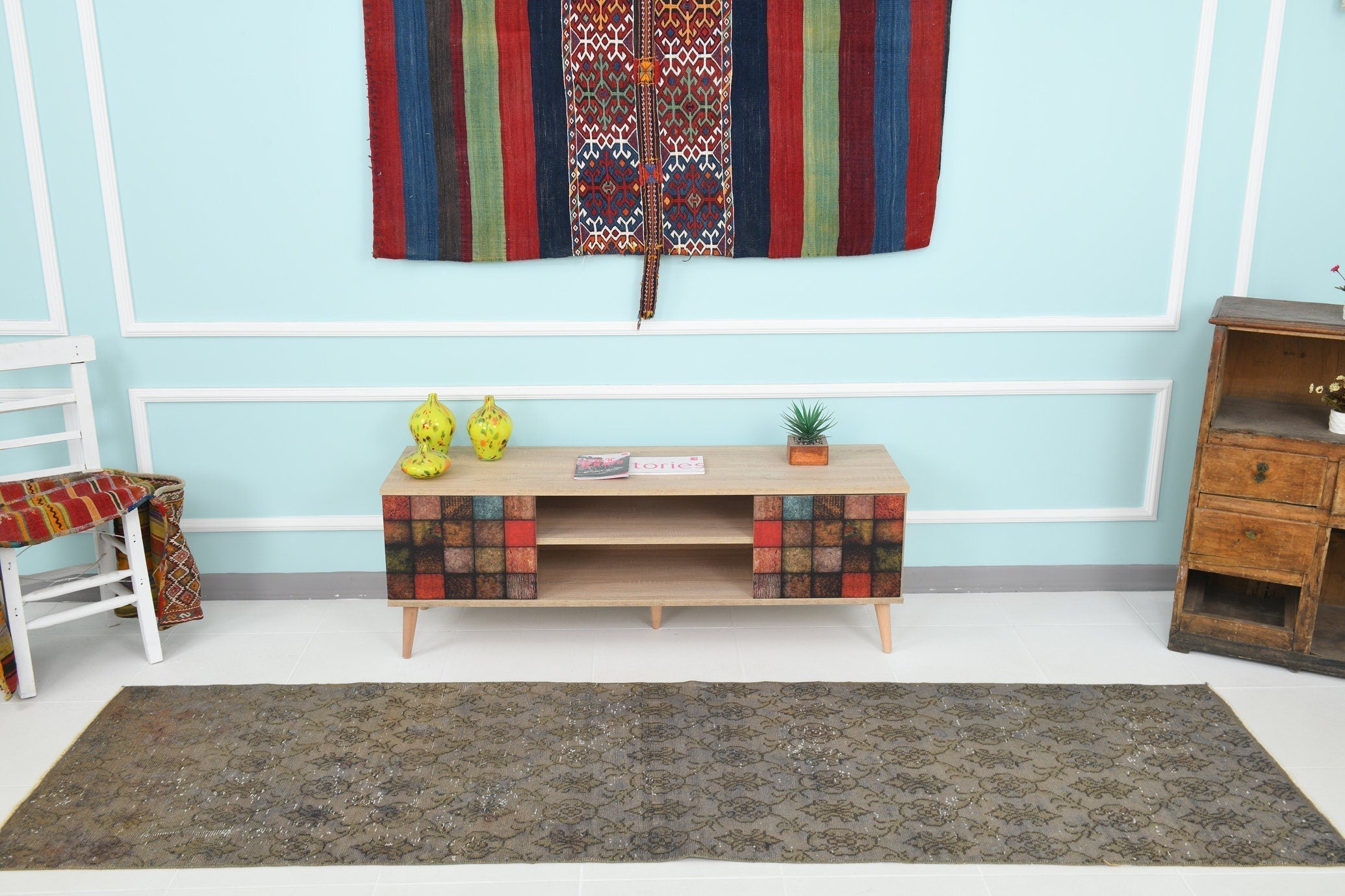 Turkish Vintage Runner Rug 2’7’ x 9’4’