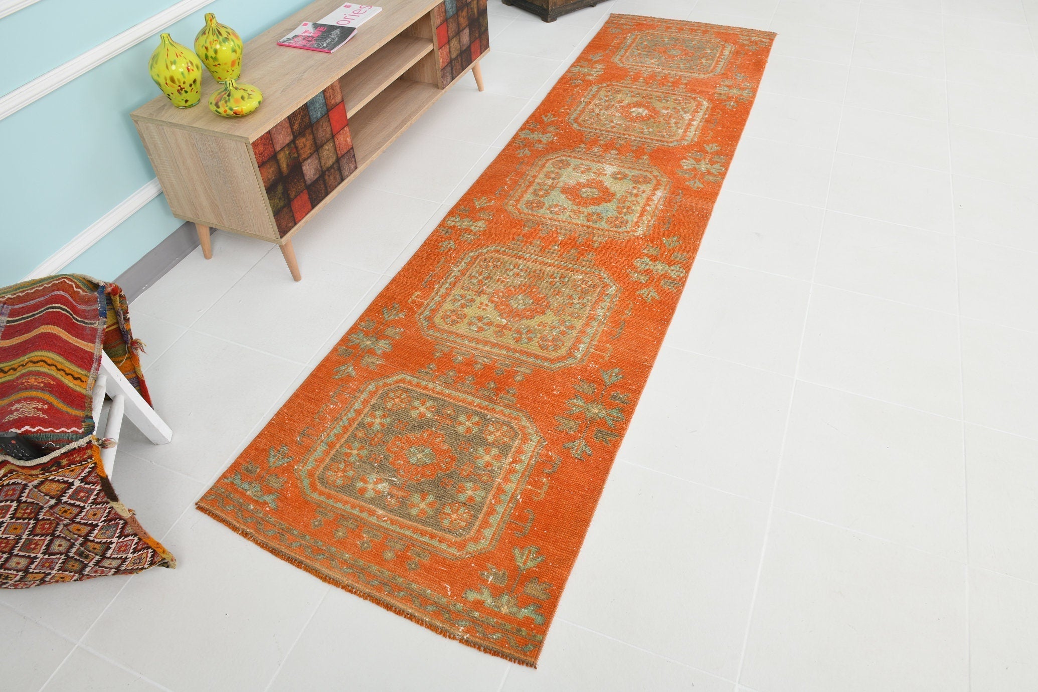Turkish Vintage Runner Rug 2’9’ x 10’5’
