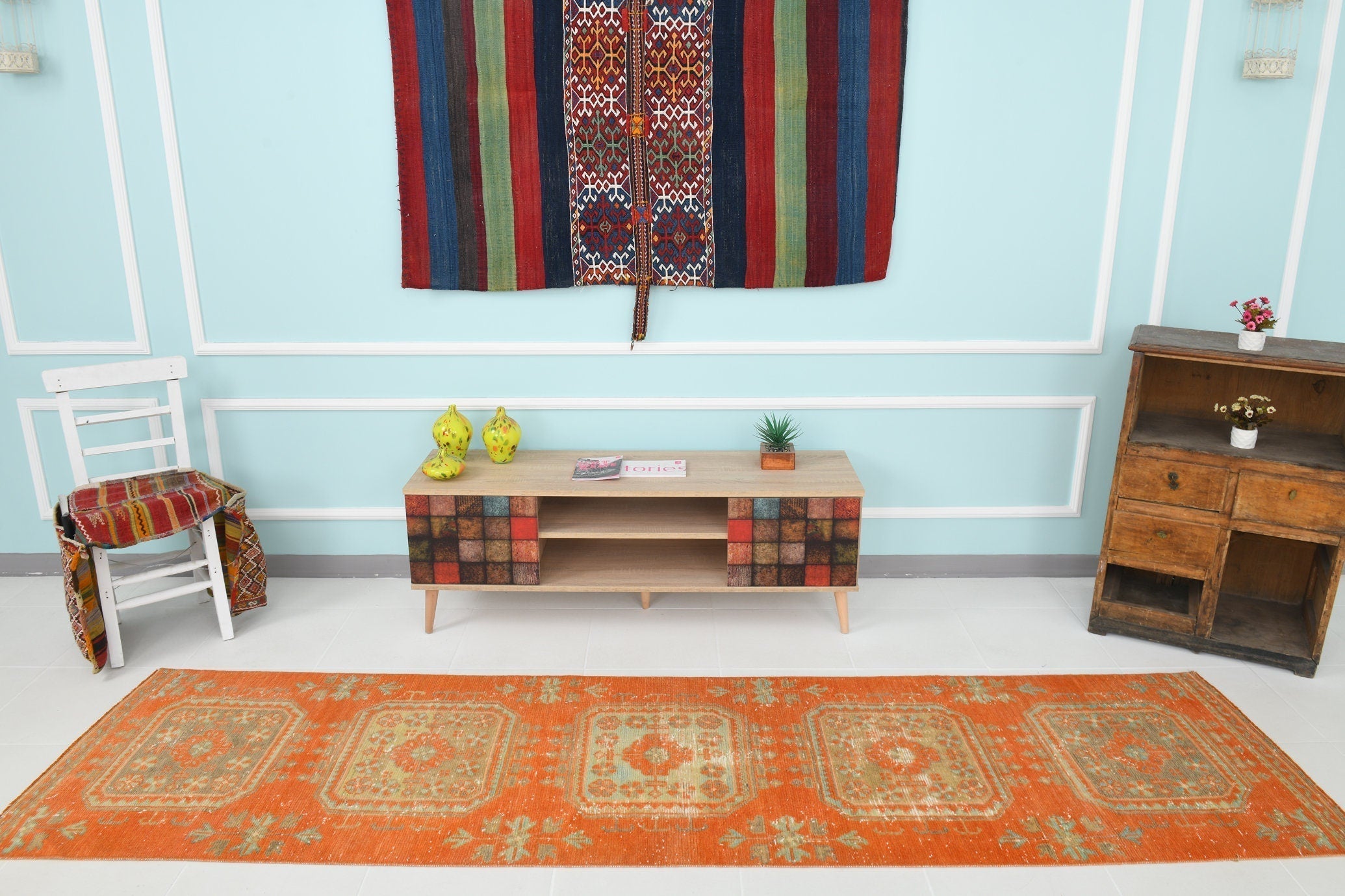 Turkish Vintage Runner Rug 2’9’ x 10’5’