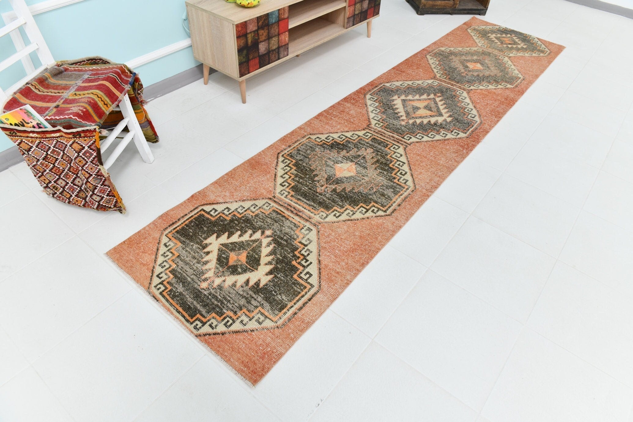 Turkish Vintage Runner Rug 2’9’ x 11’7’