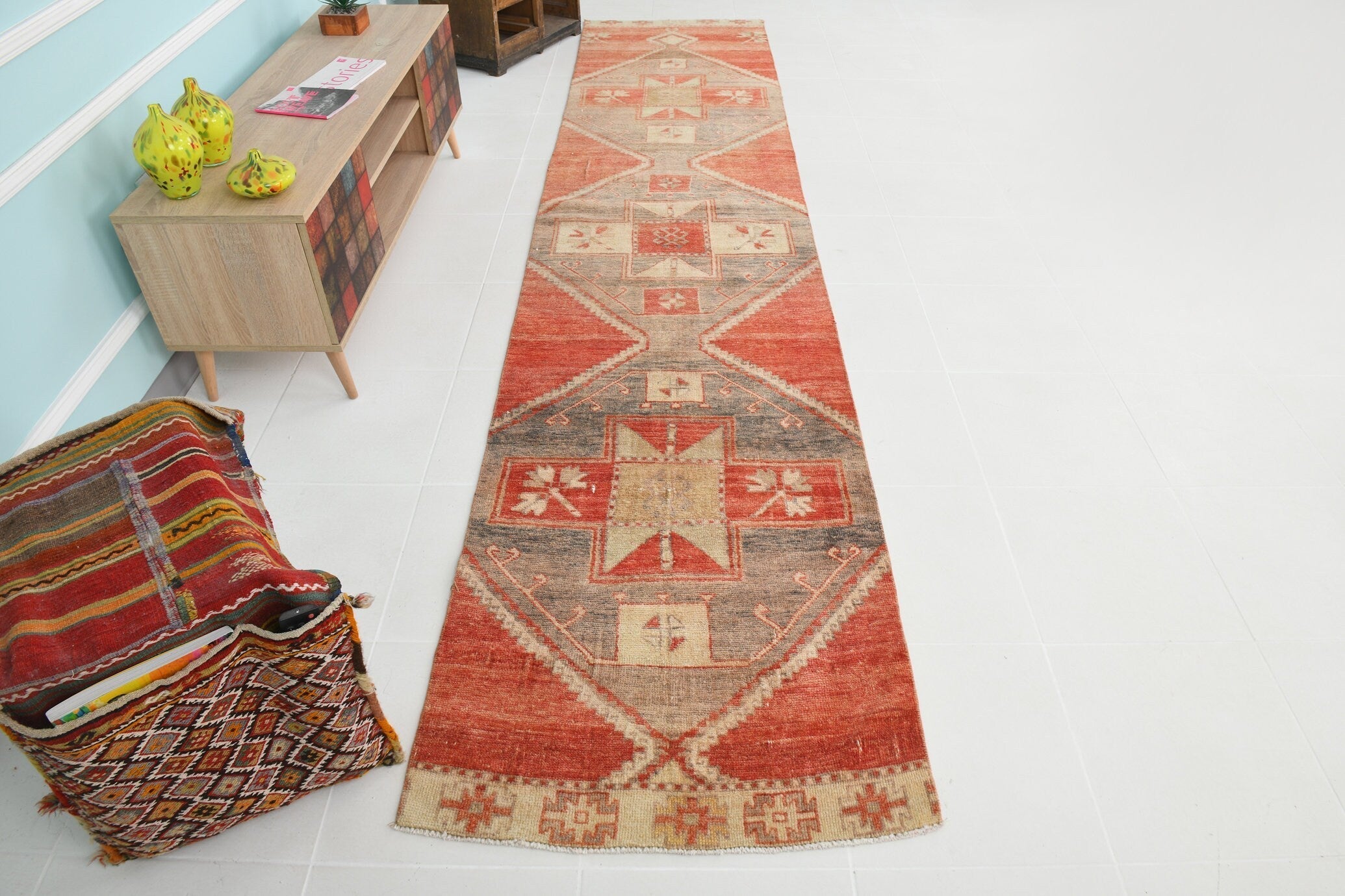 Turkish Vintage Runner Rug 2’9’ x 12’10’