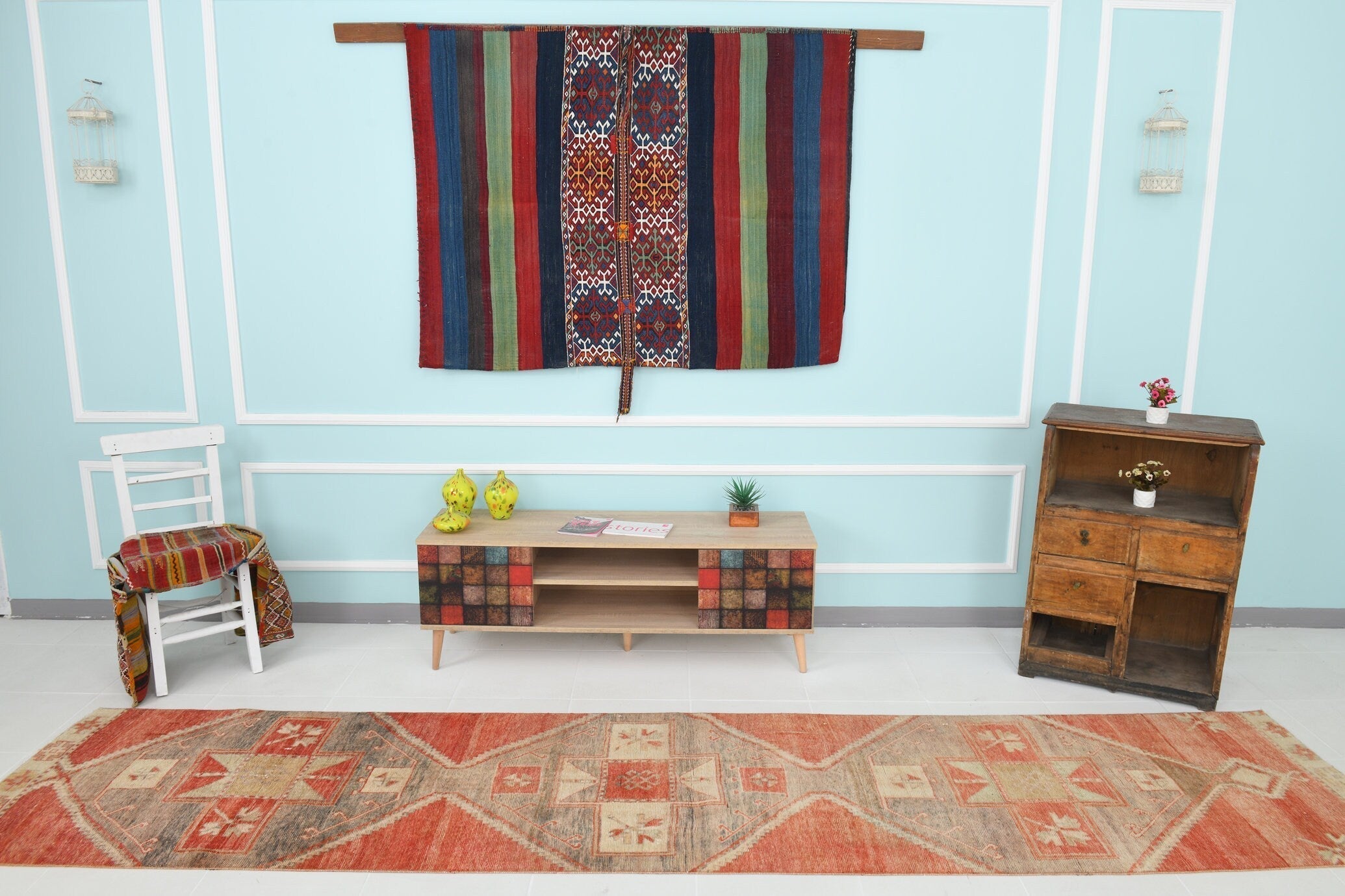 Turkish Vintage Runner Rug 2’9’ x 12’10’