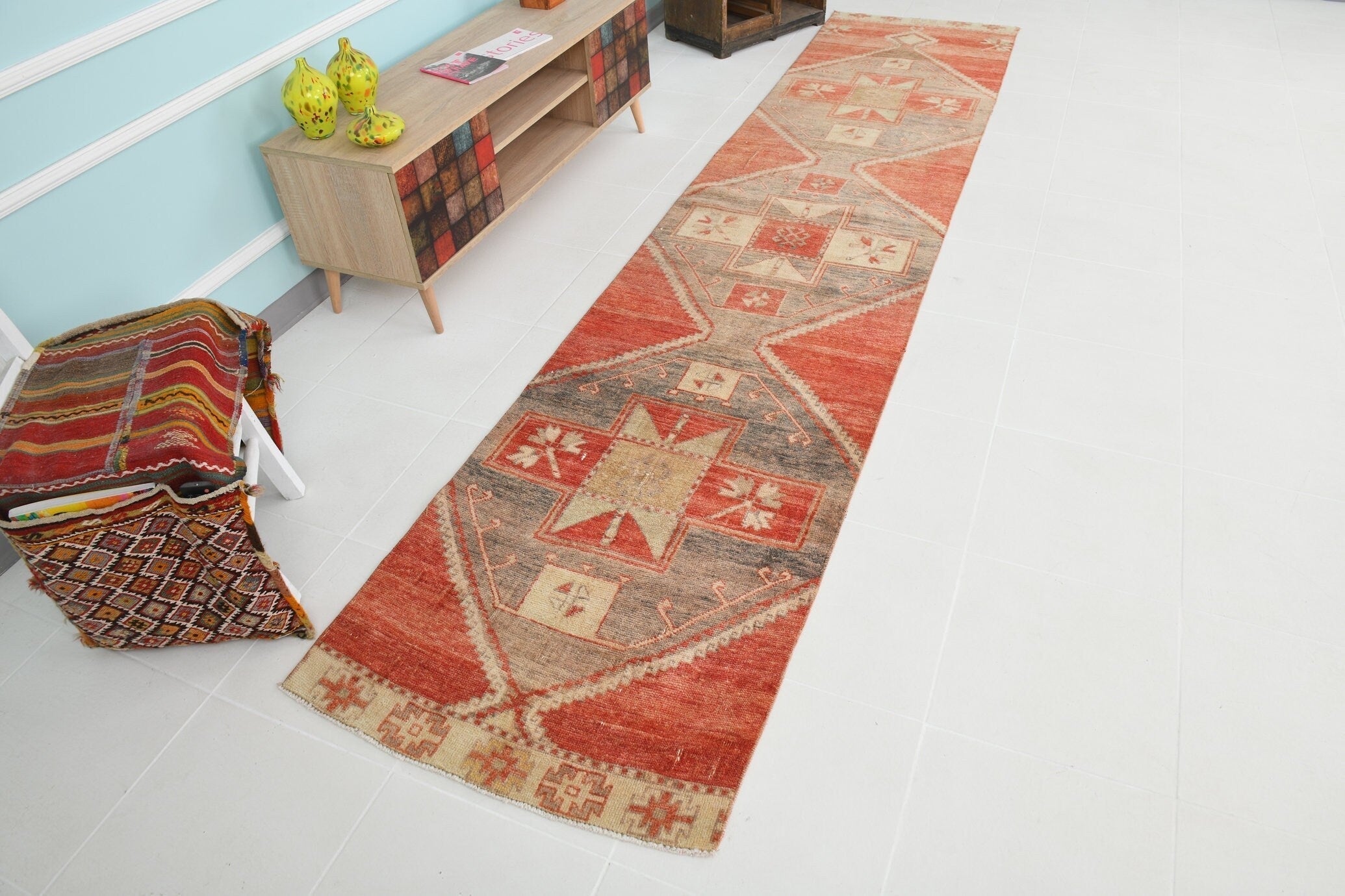Turkish Vintage Runner Rug 2’9’ x 12’10’