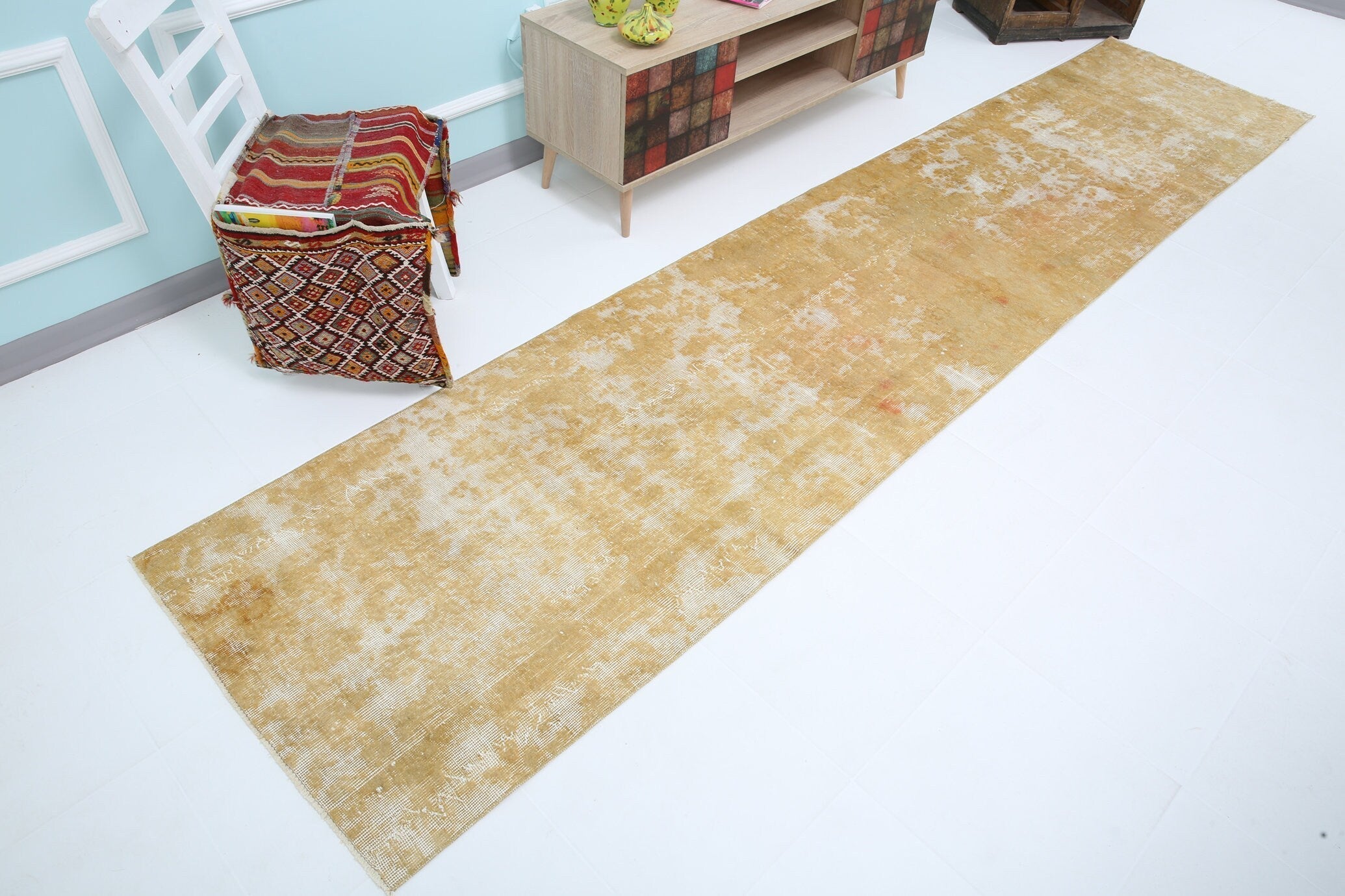 Turkish Vintage Runner Rug 2’9’ x 12’12’