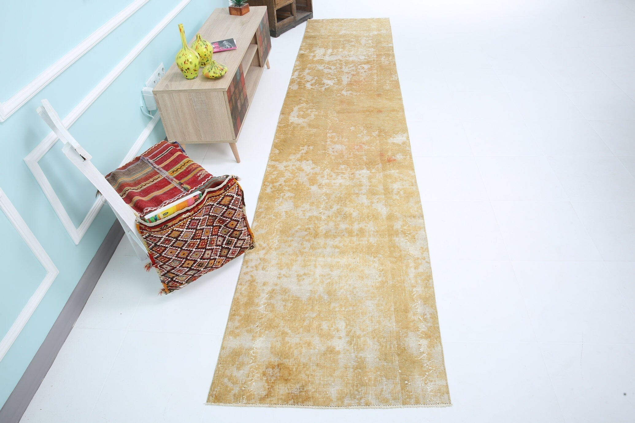 Turkish Vintage Runner Rug 2’9’ x 12’12’