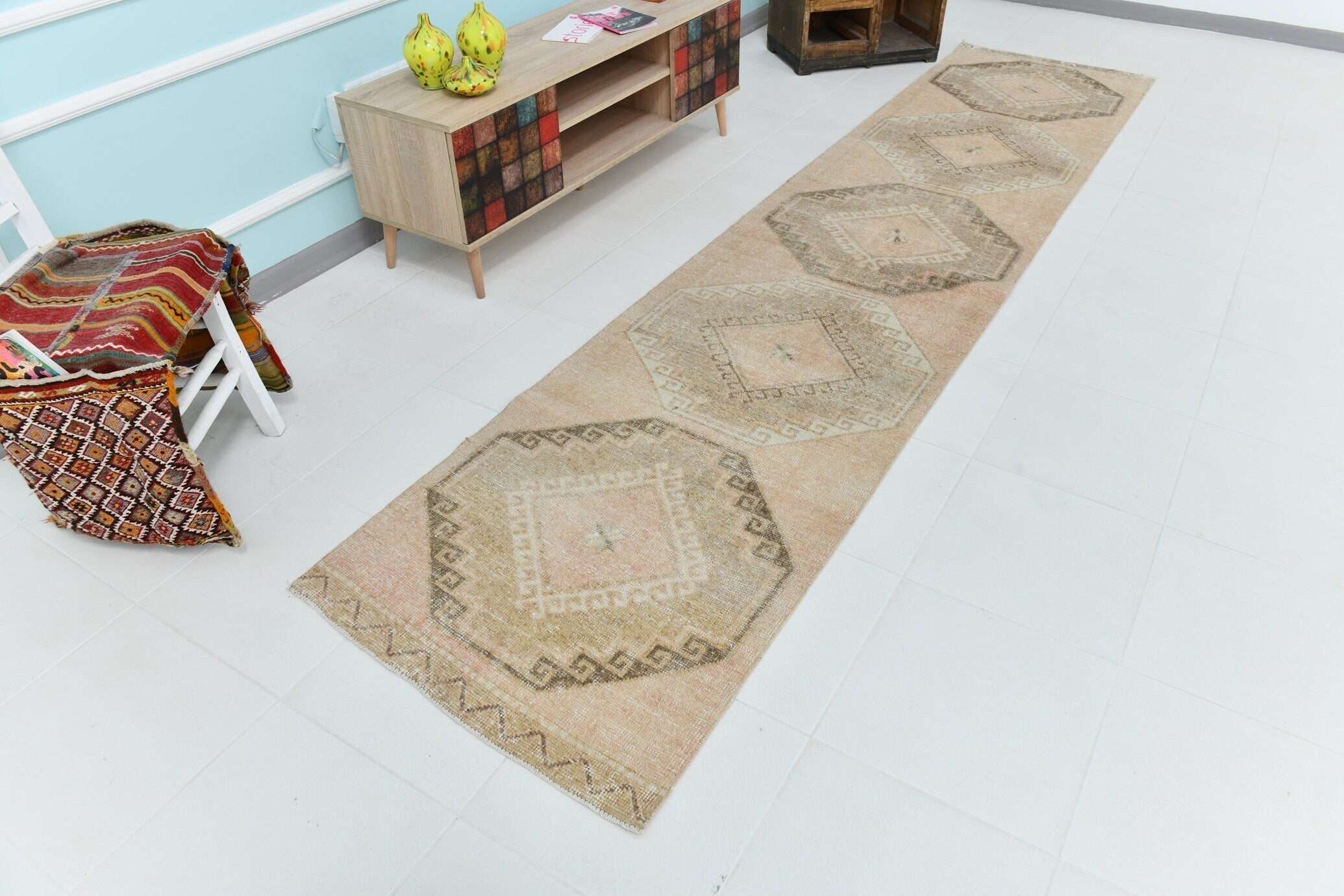 Turkish Vintage Runner Rug 2’9’ x 12’7’