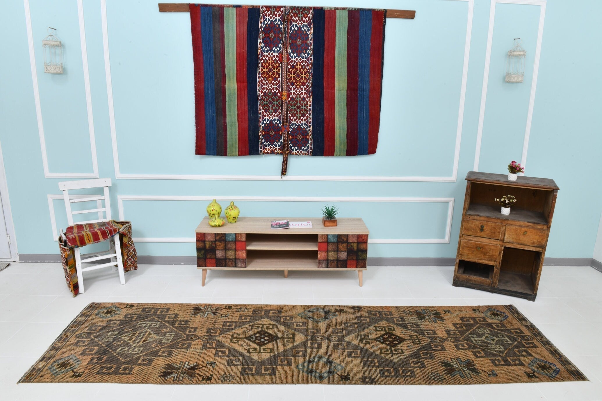 Turkish Vintage Runner Rug 3’0’ x 10’8’