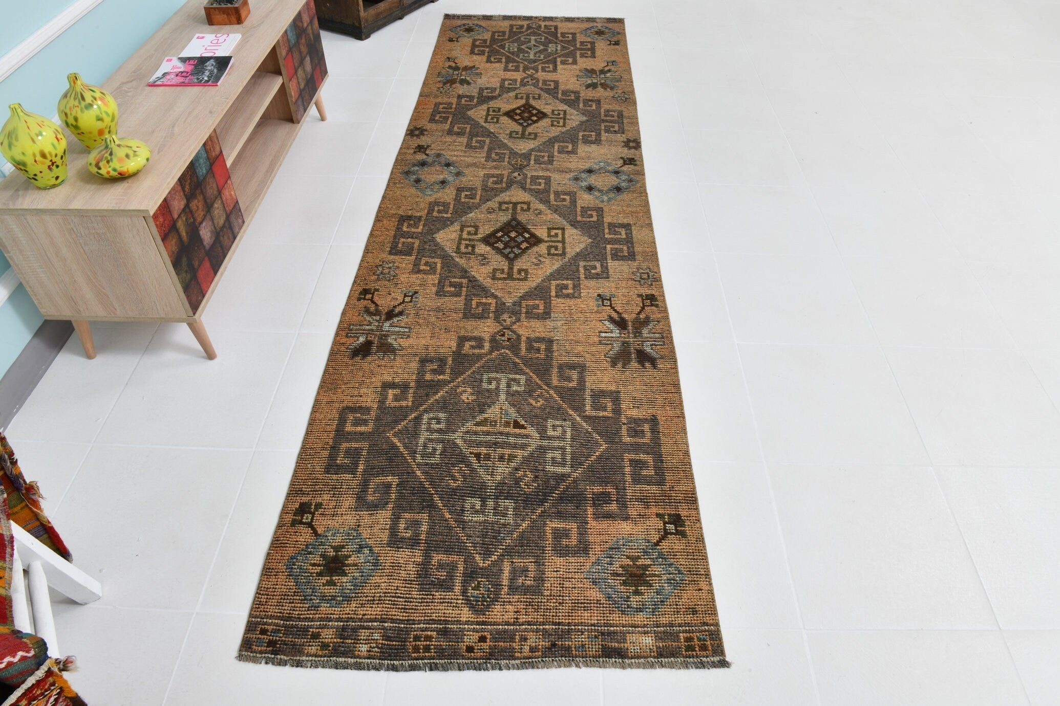 Turkish Vintage Runner Rug 3’0’ x 10’8’