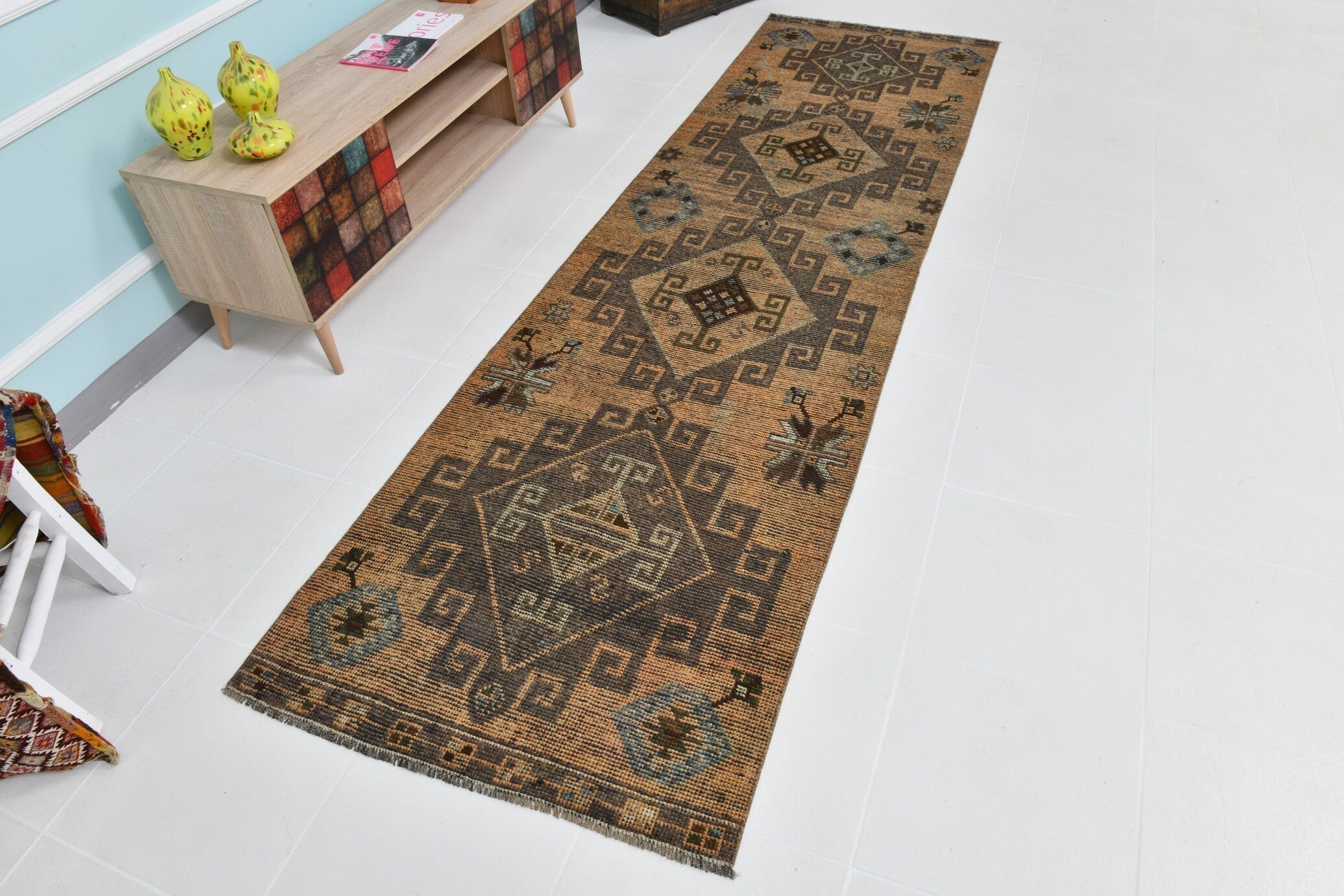 Turkish Vintage Runner Rug 3’0’ x 10’8’