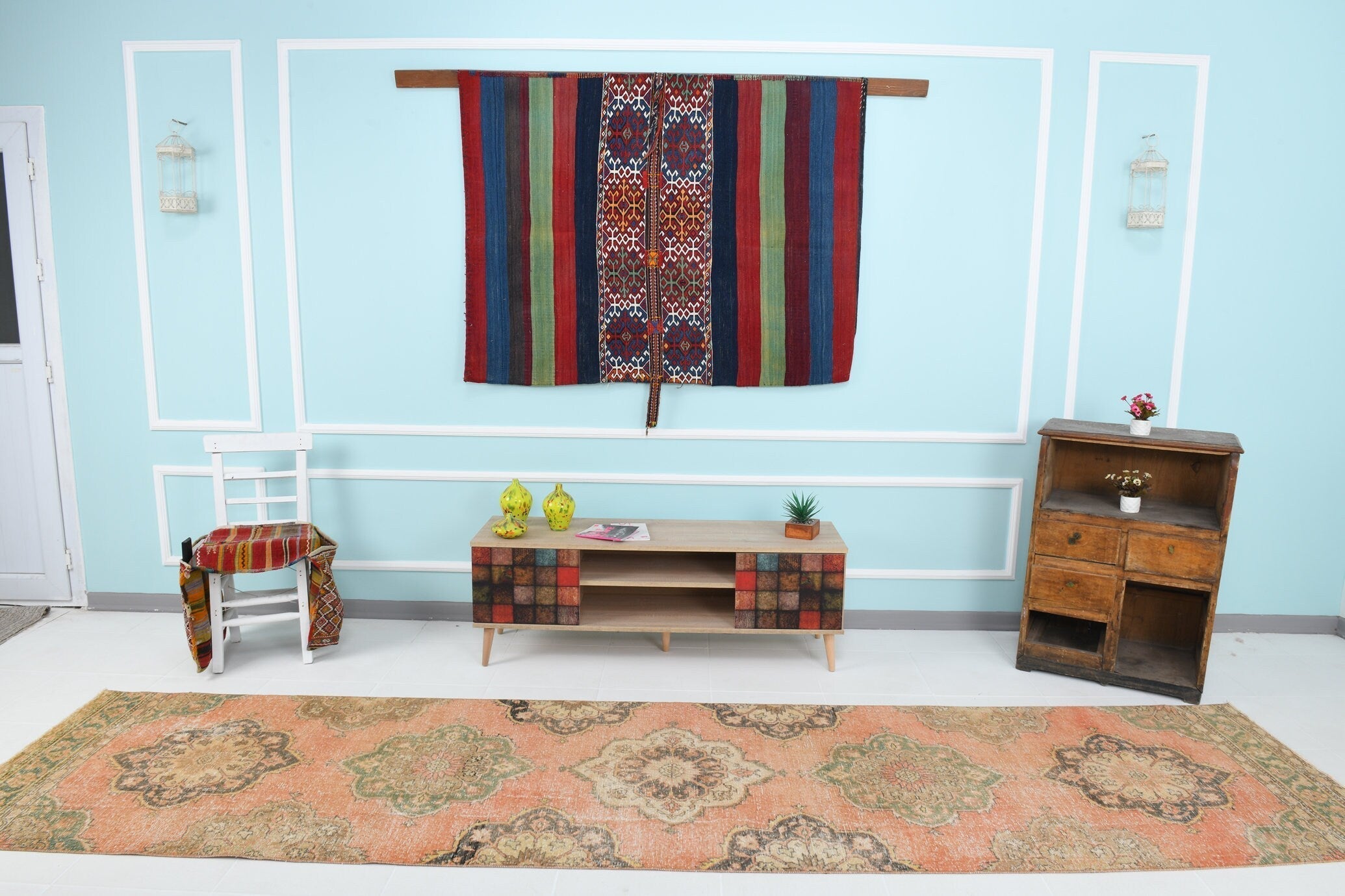 Turkish Vintage Runner Rug 3’1’ x 13’2’