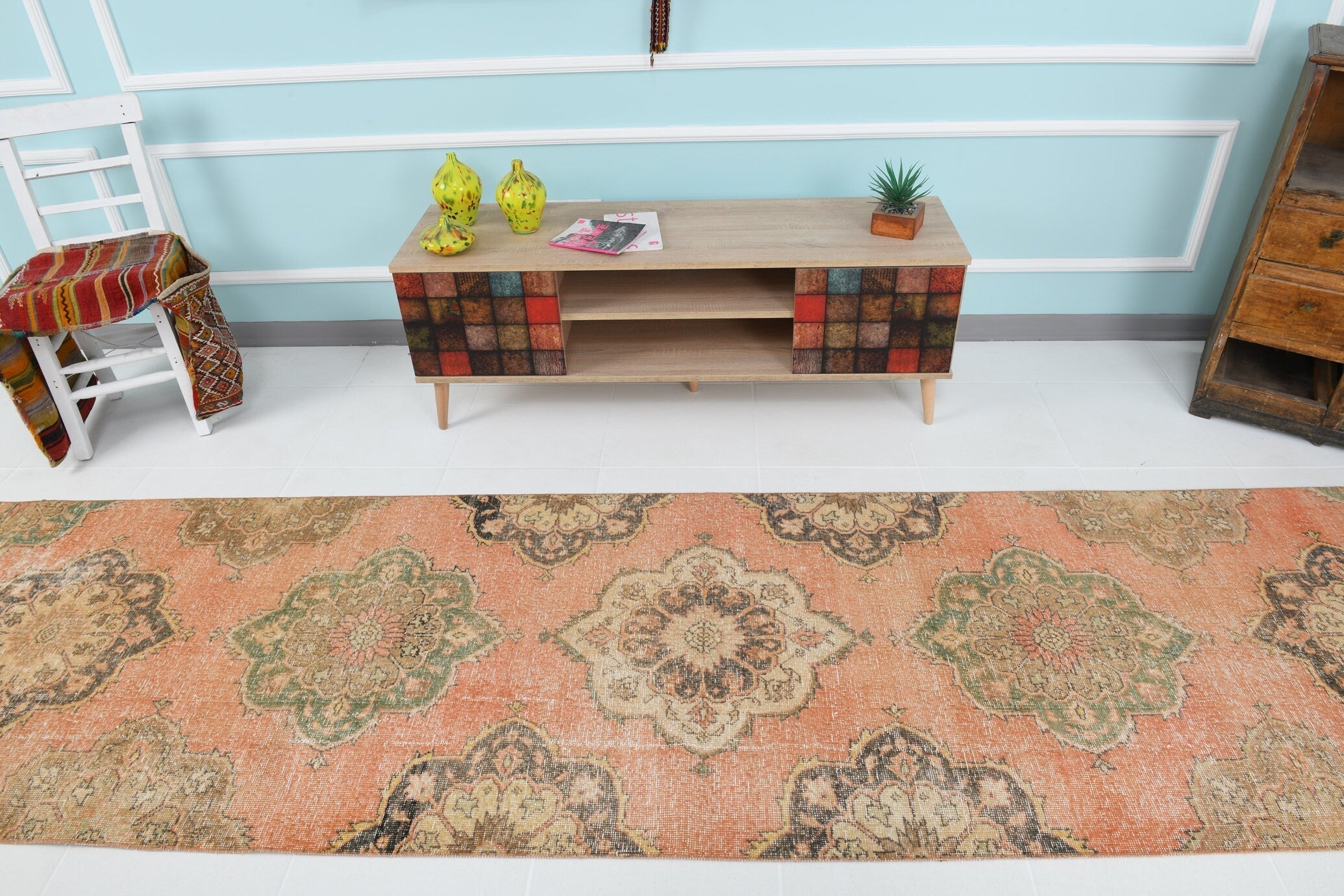 Turkish Vintage Runner Rug 3’1’ x 13’2’