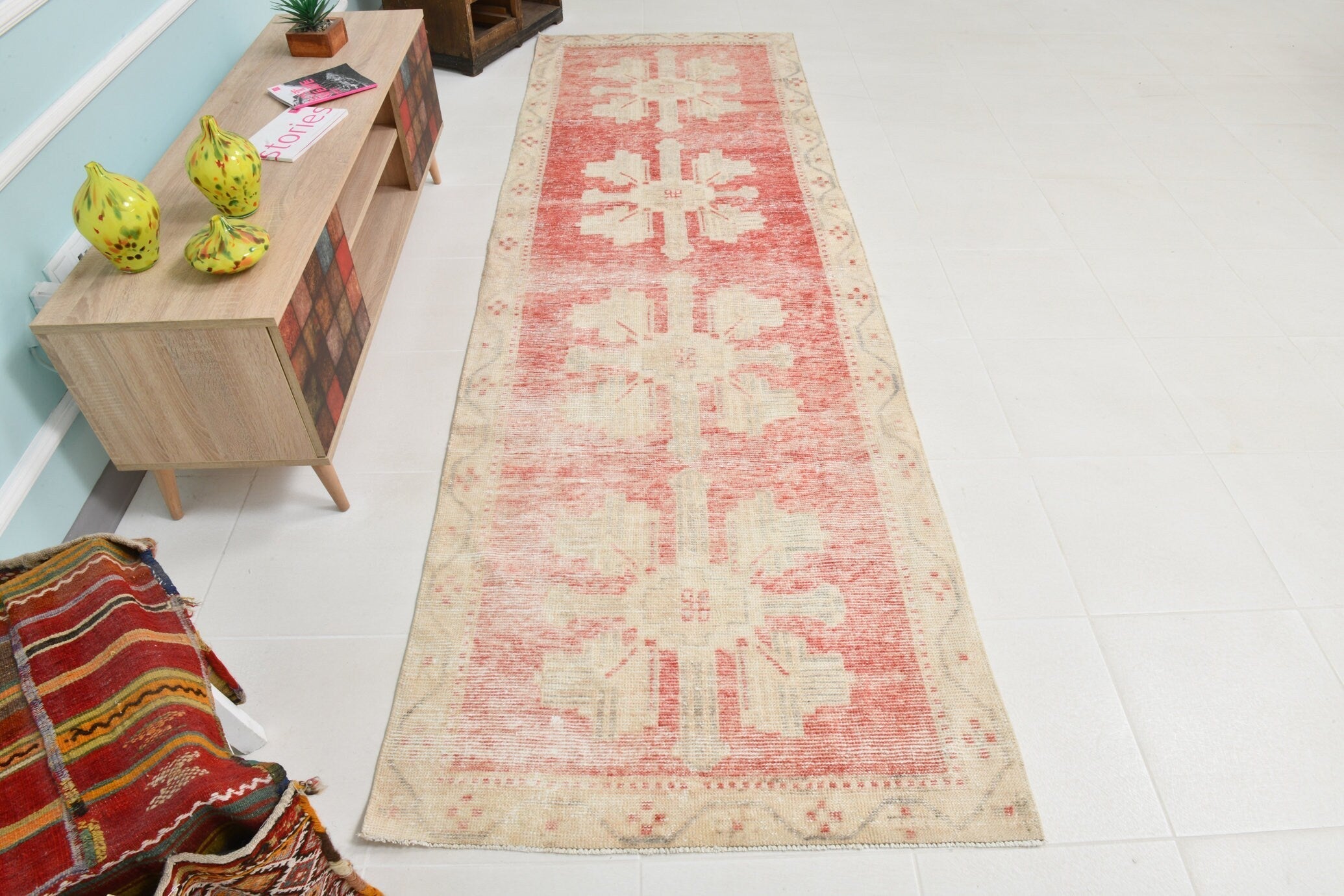 Turkish Vintage Runner Rug 3’4’ x 10’6’