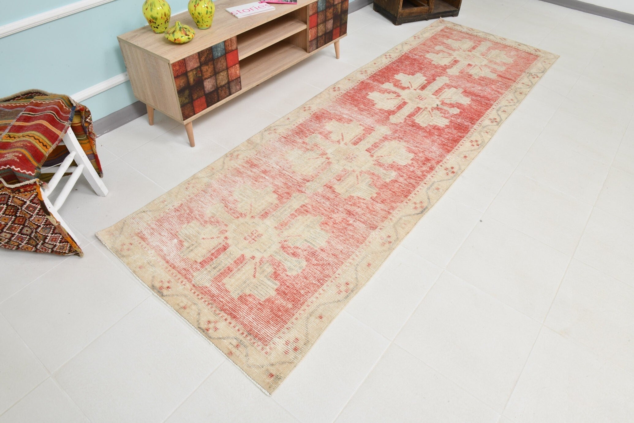 Turkish Vintage Runner Rug 3’4’ x 10’6’