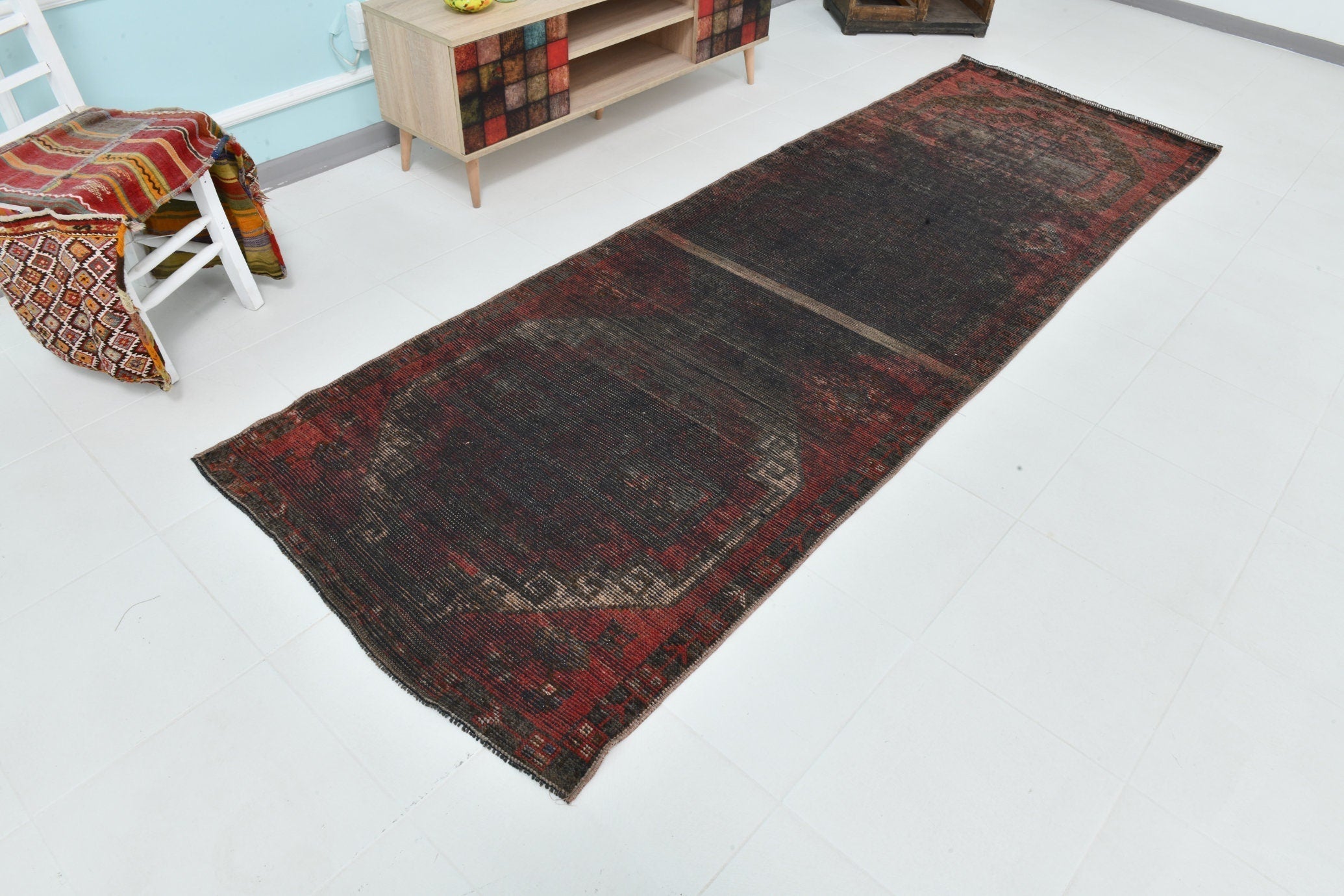 Turkish Vintage Runner Rug 3’6’ x 10’8’