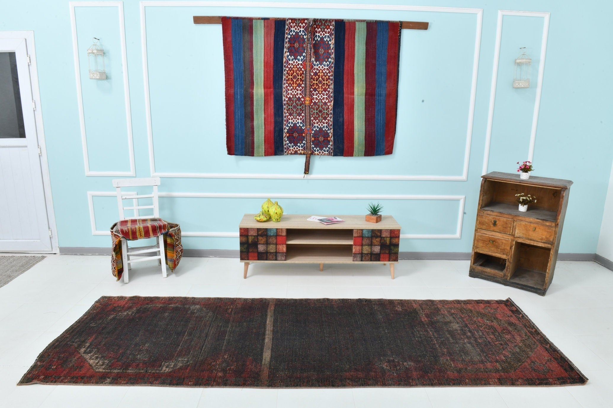 Turkish Vintage Runner Rug 3’6’ x 10’8’