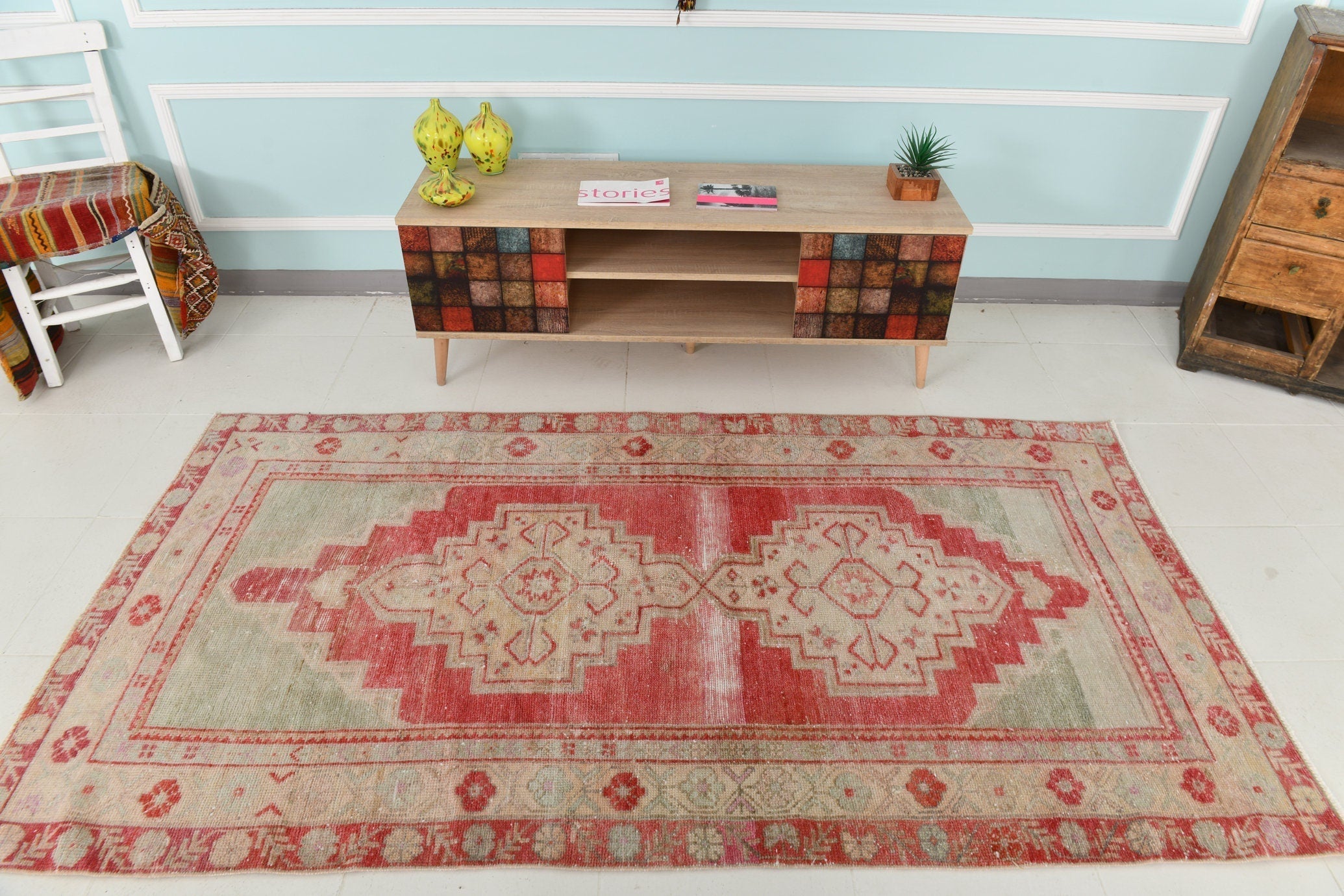 Turkish Vintage Runner Rug 4’1’ x 7’9’