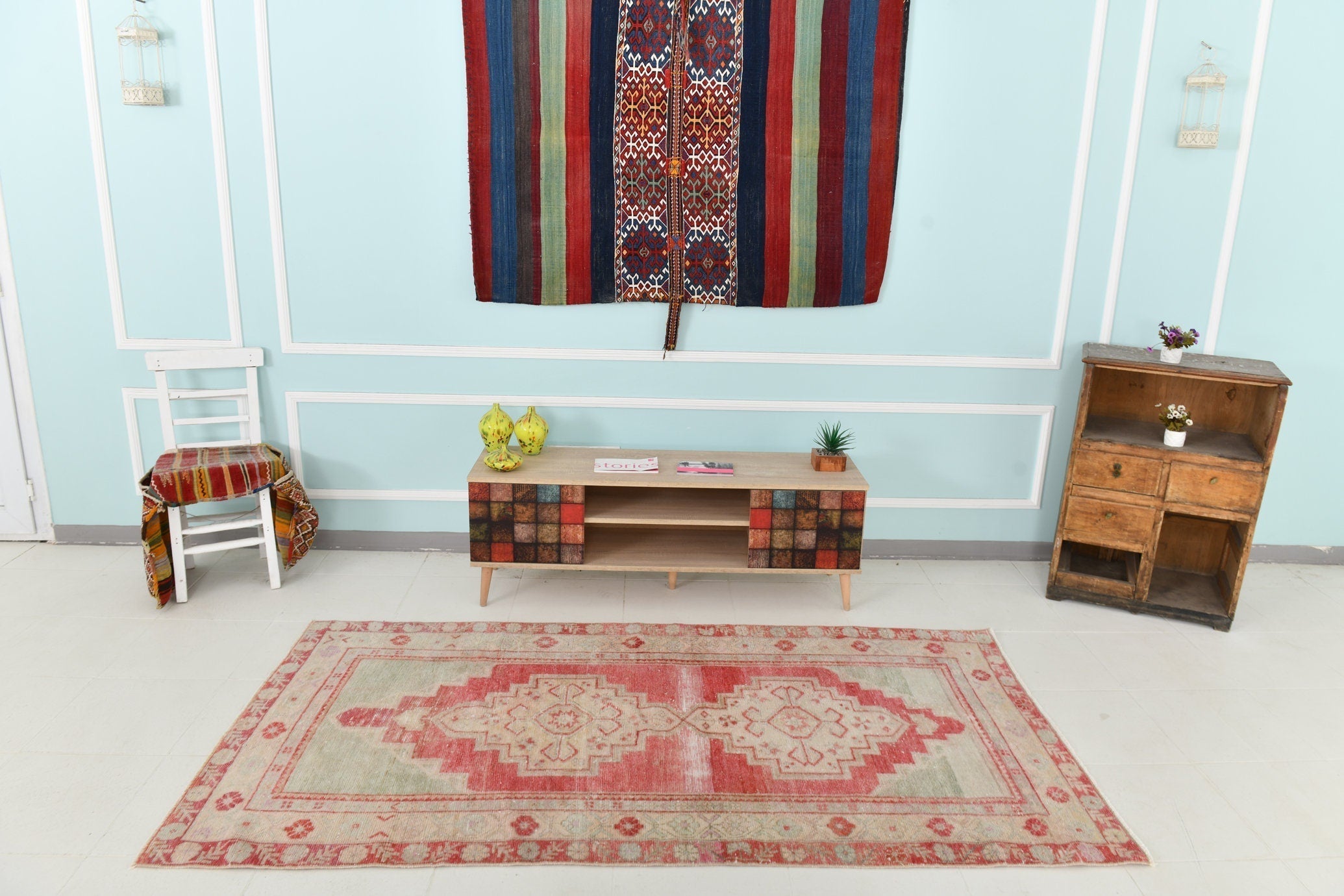 Turkish Vintage Runner Rug 4’1’ x 7’9’