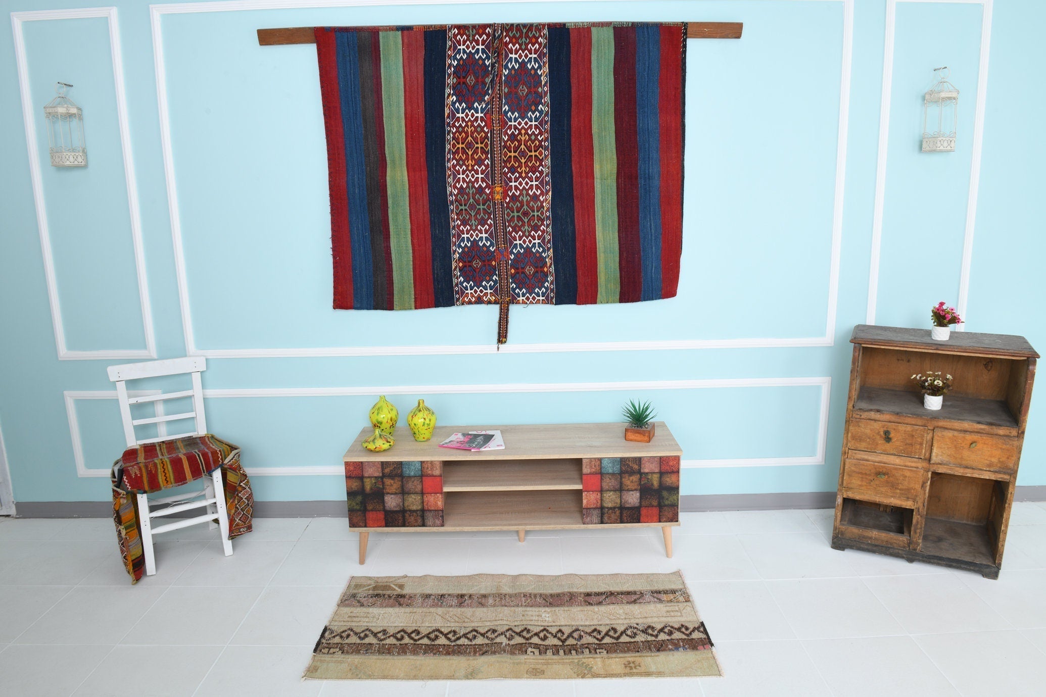 Turkish Vintage Runner Rug 4’6’ x 2’2’