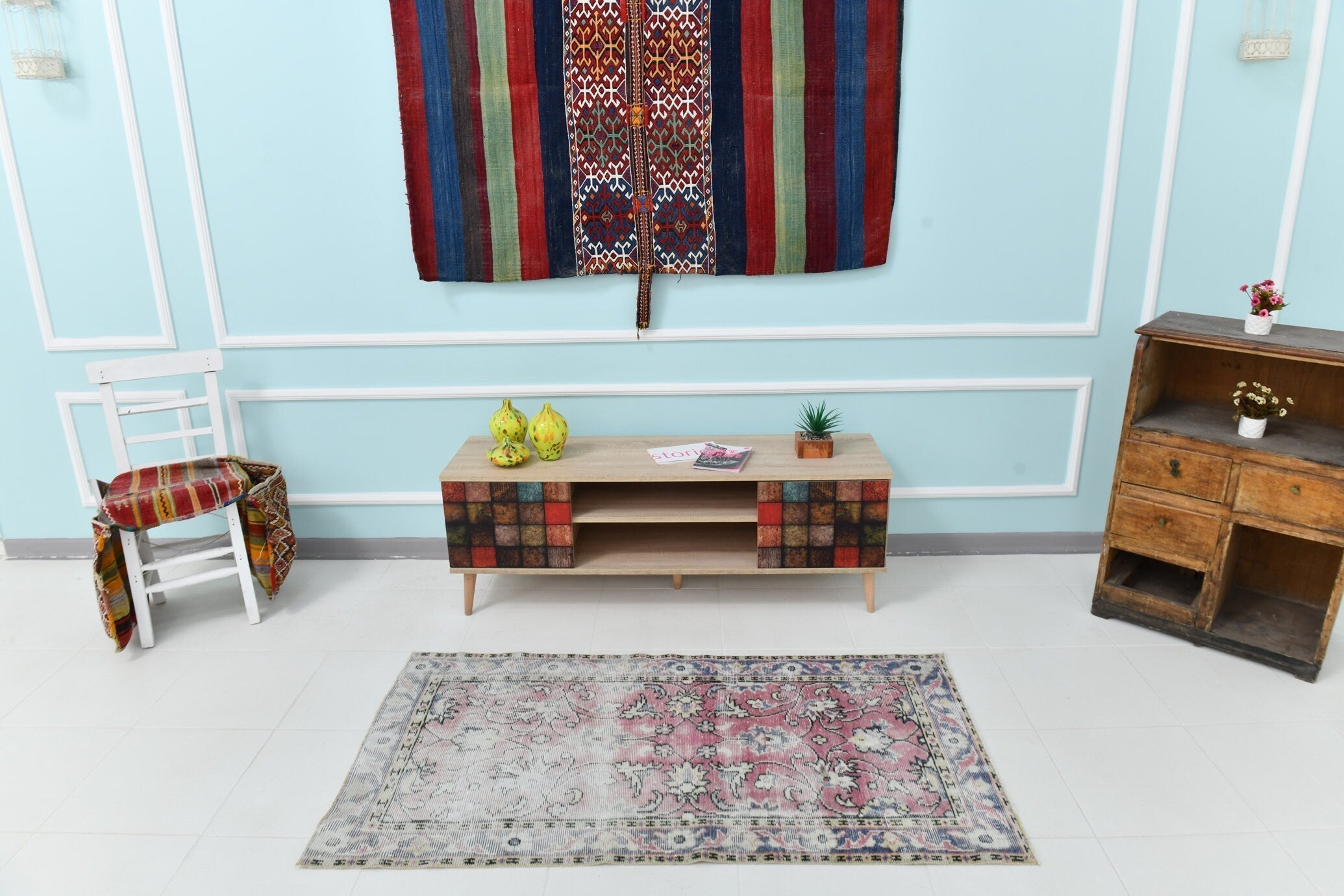 Turkish Vintage Runner Rug 5’3’ x 2’10’