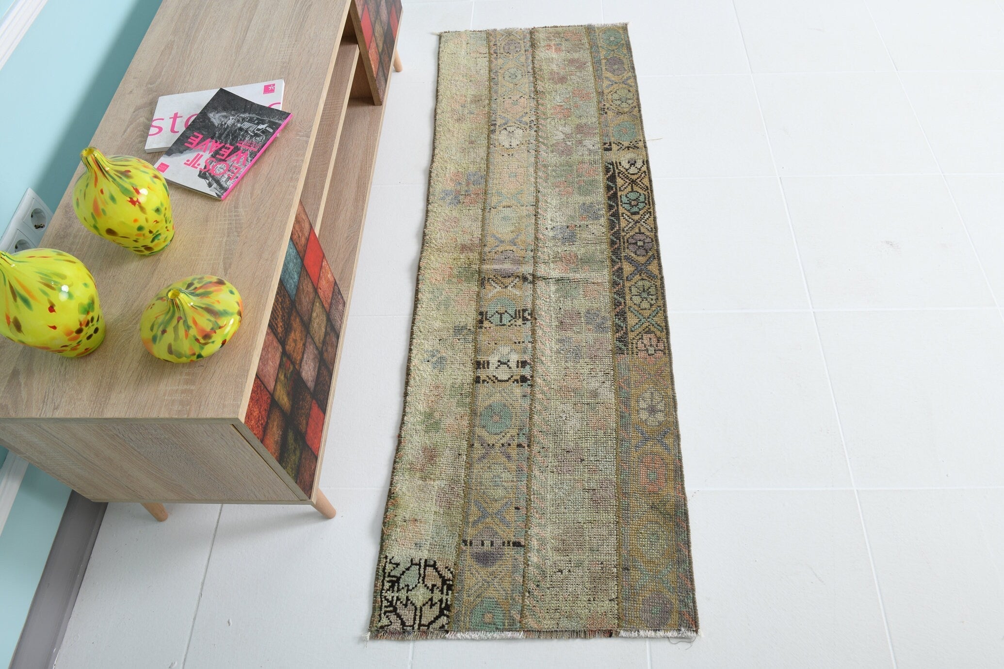 Turkish Vintage Runner Rug 5’8’ x 1’10’