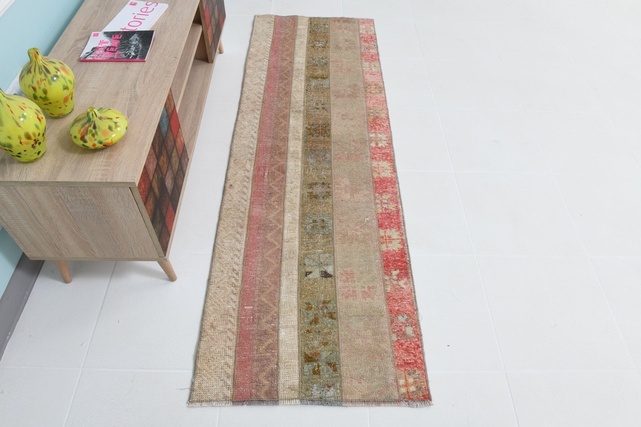Turkish Vintage Runner Rug 6’10’ x 2’2’