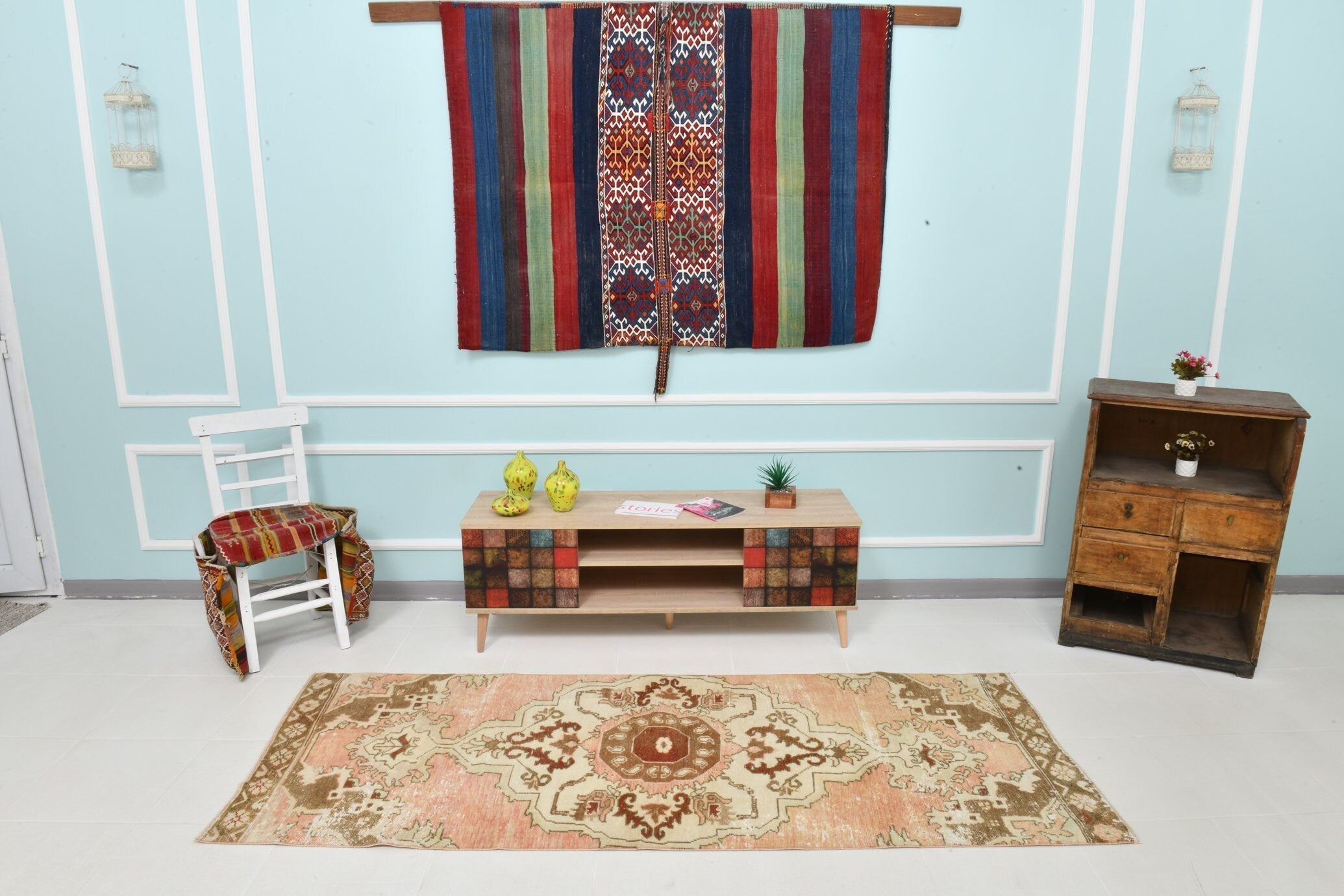Turkish Vintage Runner Rug 7’10’ x 2’12’
