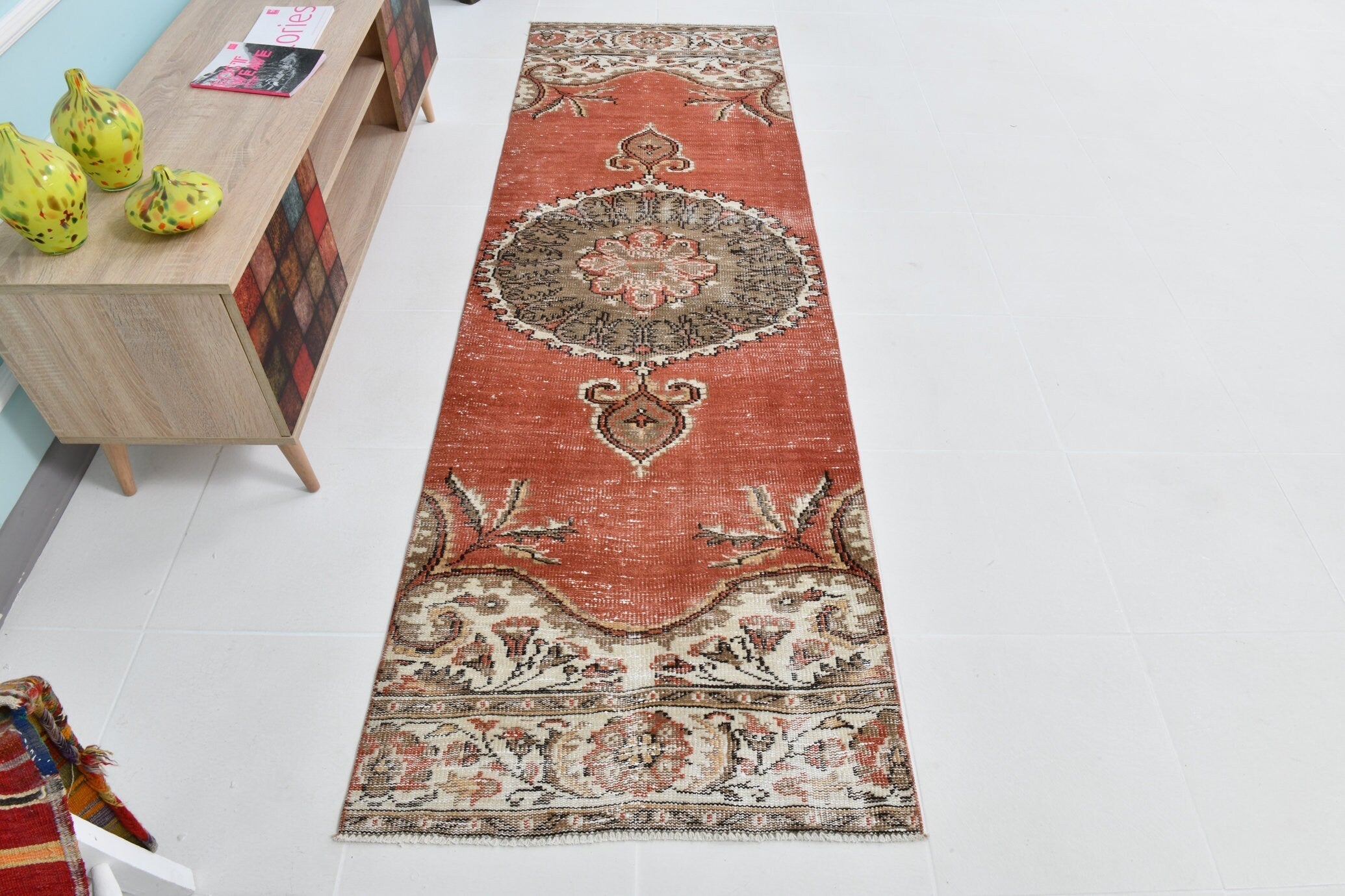 Turkish Vintage Runner Rug 8’7’ x 2’8’